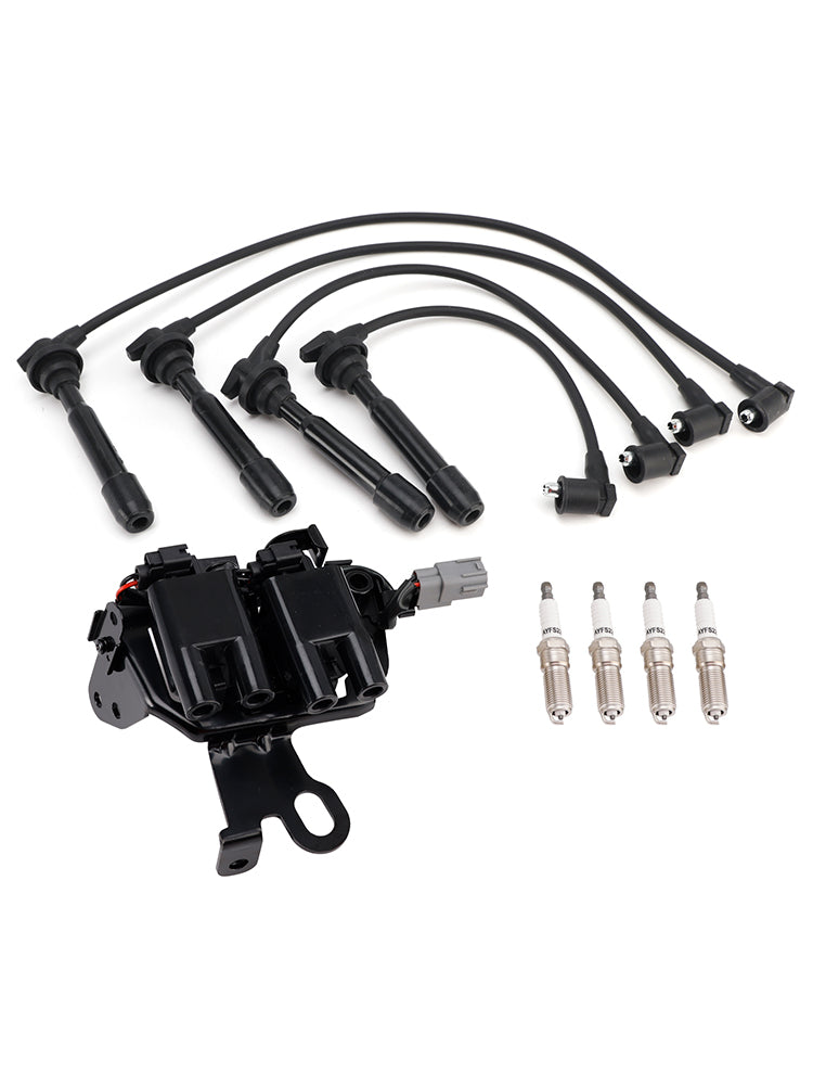 2005-2007 For Kia Spectra4 L4 2.0L 1 Ignition Coil+4 Spark Plug+ Wires Pack 27301-23700