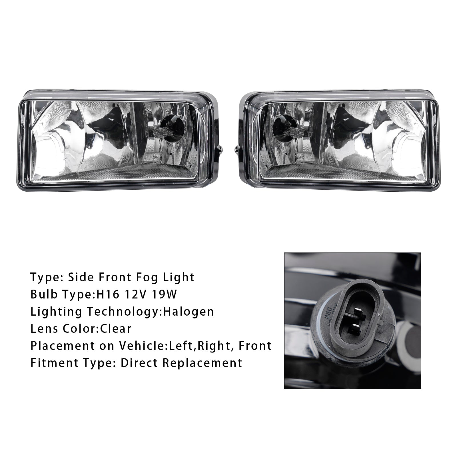 Pair Front Fog Light Lamps With Bulbs For Chevy Silverado 2007-2013 Clear Lens