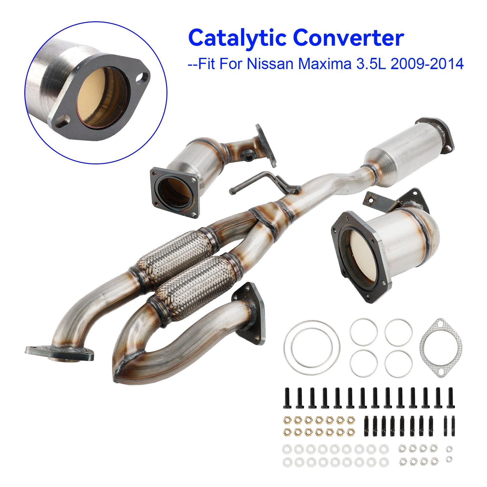All Three Catalytic Converter Flex Y-Pipe Fits For Nissan Maxima 3.5L 2009-2014