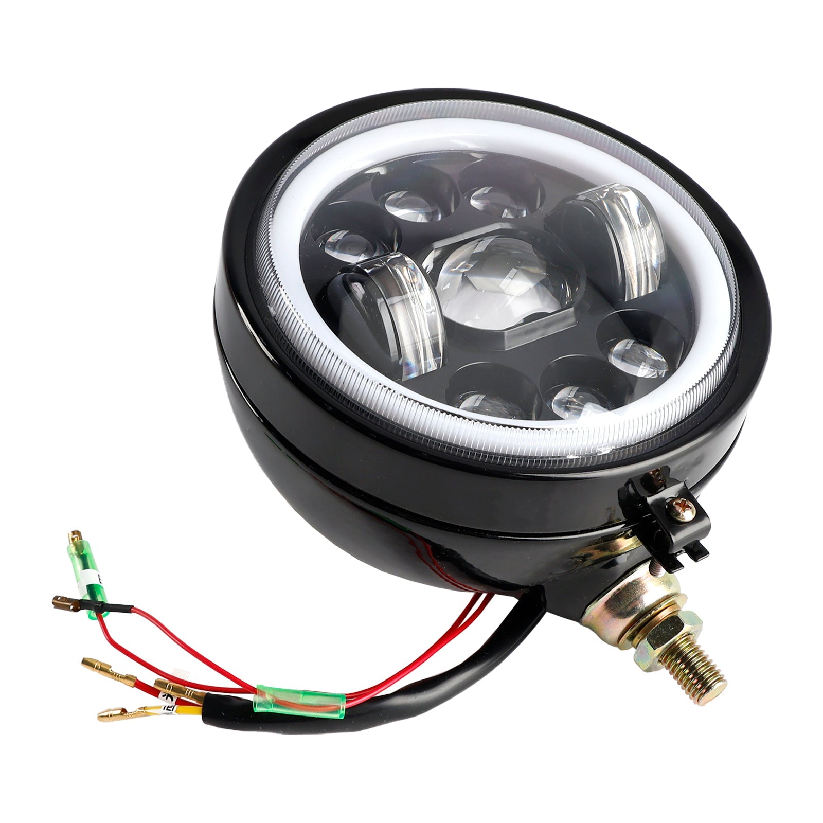 9-Bulbs Beam Headlight Fog Lamp Custom 5.75" Black For Racer Bobber Chopper