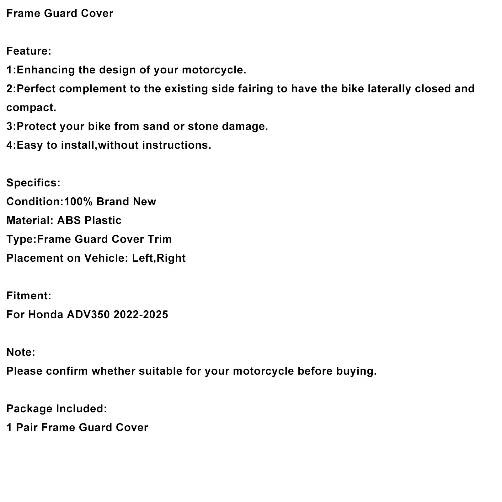 2022-2025 Honda ADV350 Frame Guard Cover