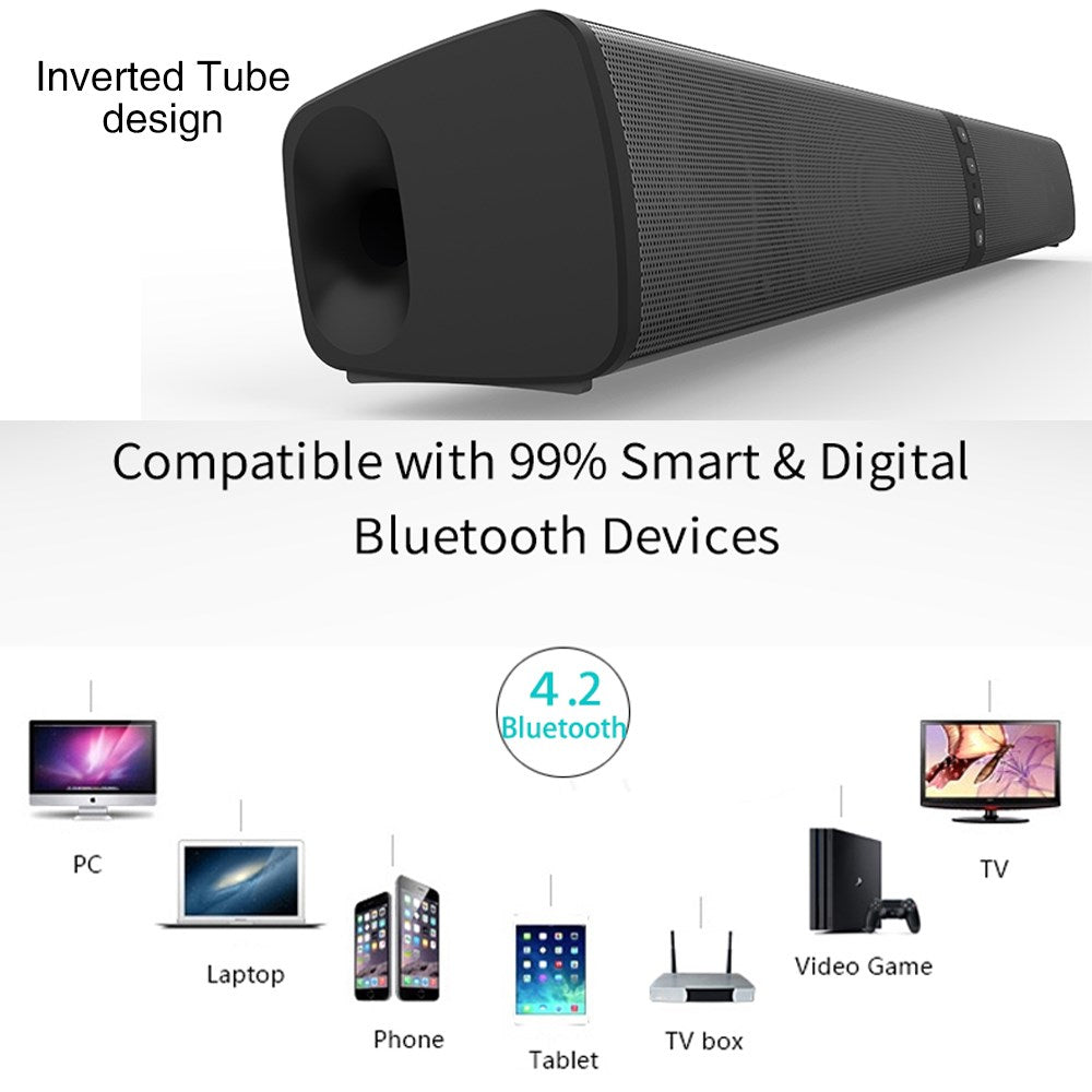 Portable Surround Sound Bar Wireless Subwoofer 2 Speaker System TV Home Theater