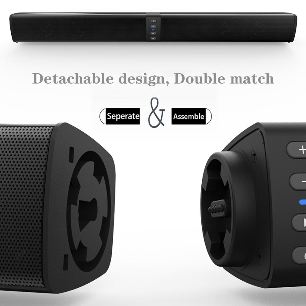 Portable Surround Sound Bar Wireless Subwoofer 2 Speaker System TV Home Theater