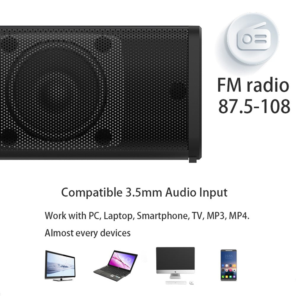 Portable Surround Sound Bar Wireless Subwoofer 2 Speaker System TV Home Theater