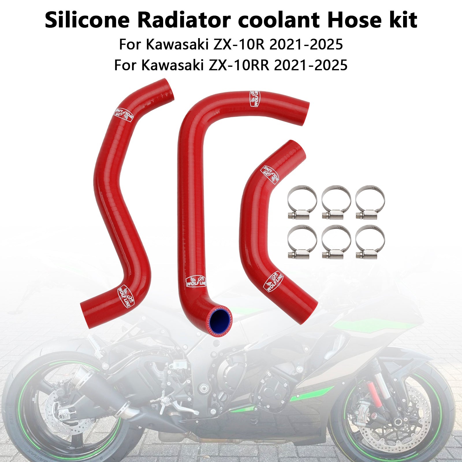 2021-2025 Kawasaki ZX10R ZX-10RR Silicone Radiator coolant Hose
