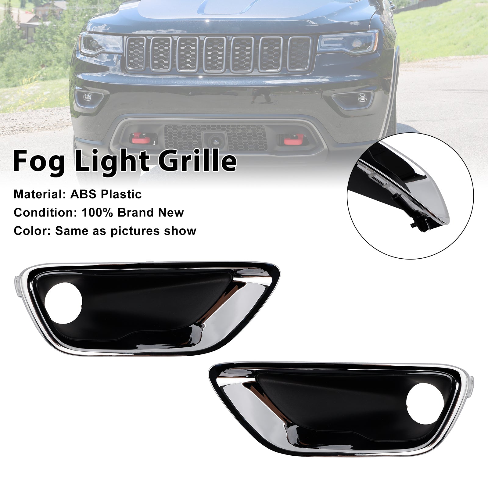 2016-2020 Jeep Grand Cherokee 2PCS Front Fog Light Lamp Bezel 68261711AA