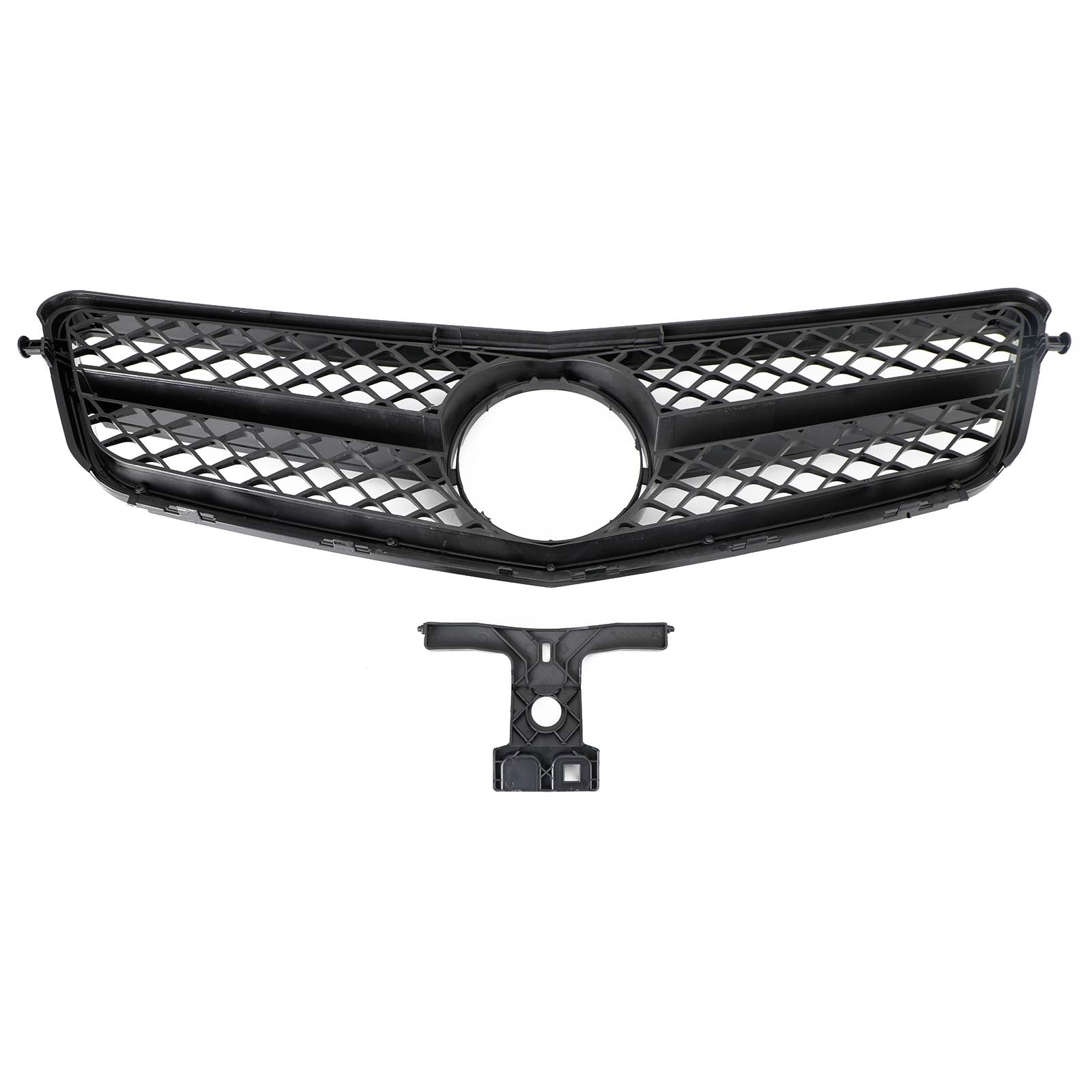 Rejilla de parachoques delantero AMG compatible con Clase C Benz W204 C300 C350 2008-2014 con LED