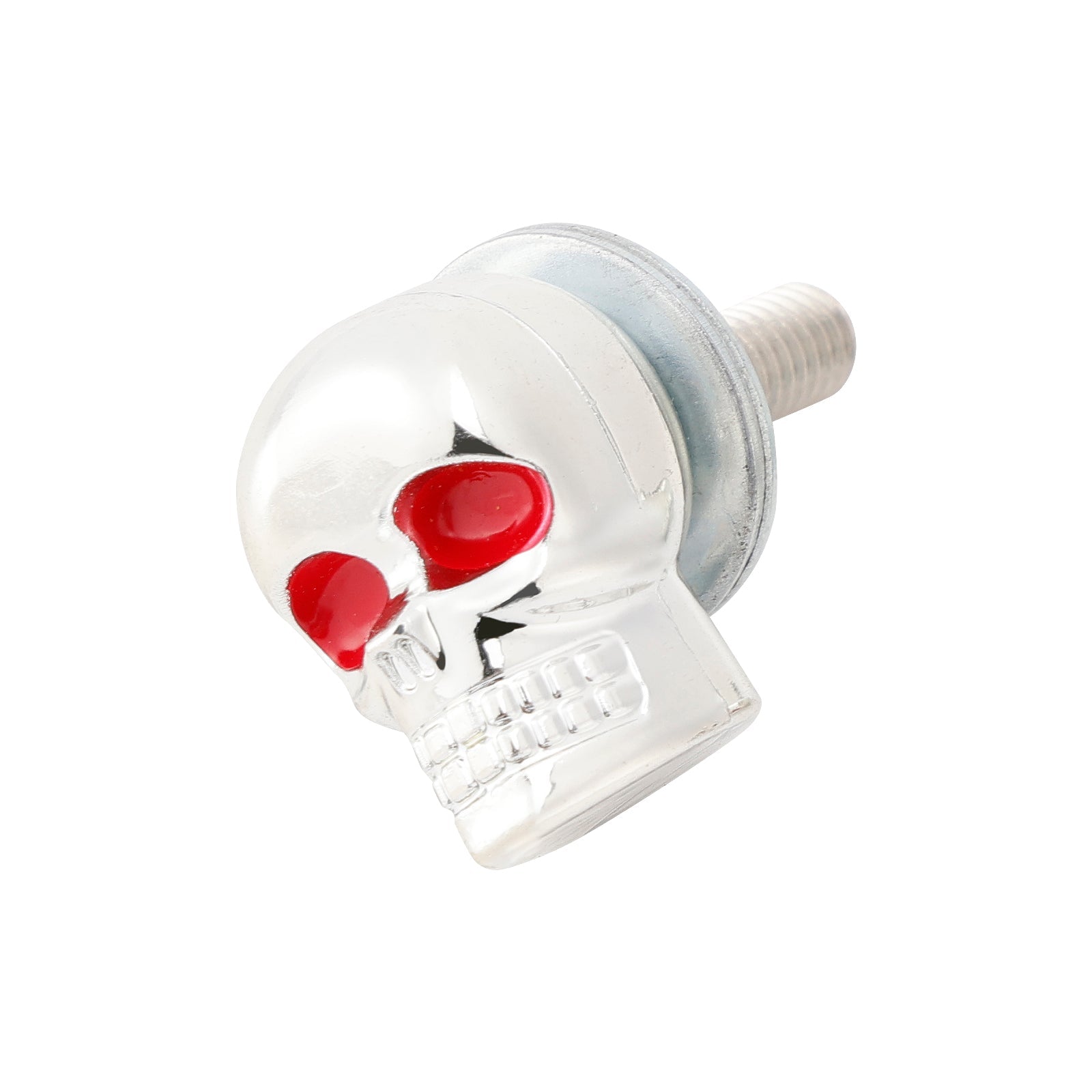 4 Custom SKULL License Plate Bolt Screw Silver Plastic Motorcycle Chopper Bobber