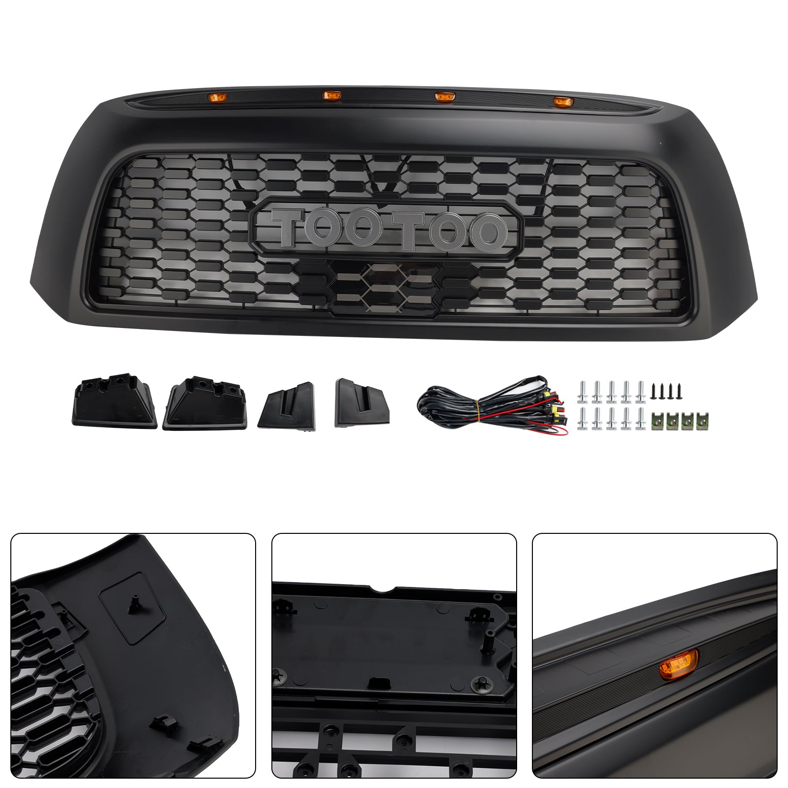 2006-2009 Toyota Tundra TRD PRO Honeycomb Front Bumper Grill Grille Black