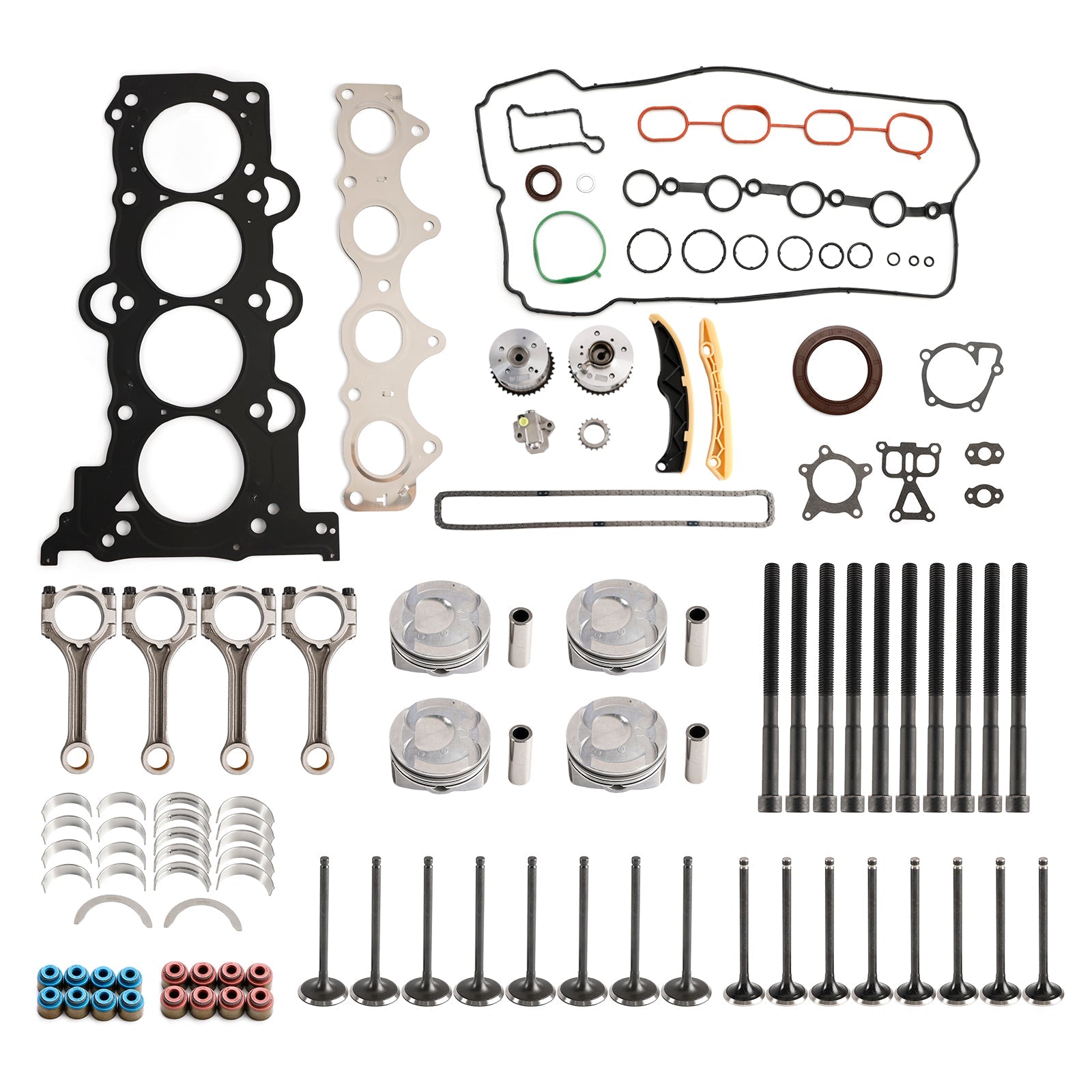 G4FJ 1.6T Engine Piston Gasket Valve Bearing Timing Kit w/ Rods for Hyundai Accent Verna (RB/RC) (2011-2017) Elantra (AD) (2017-2020)