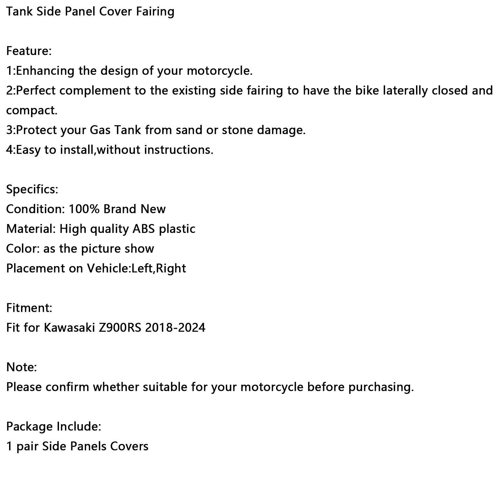 2018-2024 Kawasaki Z900RS Gas Tank Side Cover Panel Fairing Cowl Chrome