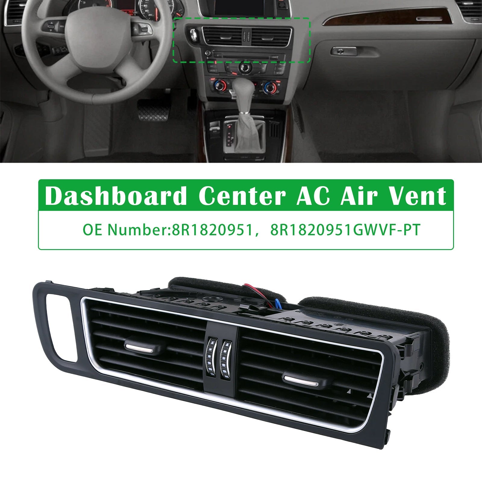 8R1820951 Center Panel Dash Louver Air Vent A/C Outlet For Audi SQ5 3.0L 2009-2017