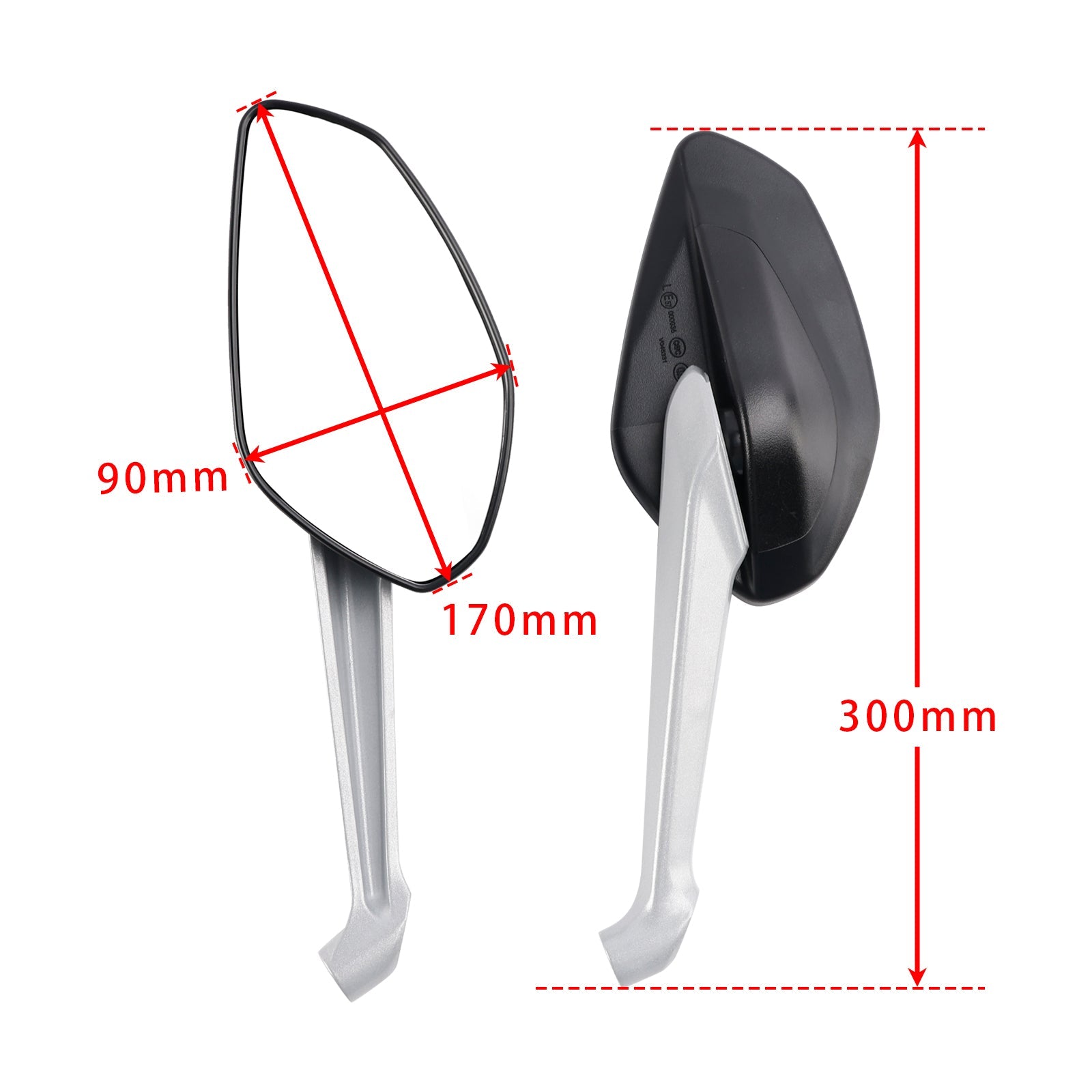 BLACK PAIR REAR VIEW MIRRORS FOR DUCATI MONSTER 797 821 STRIPES 1200 S 2014-2017