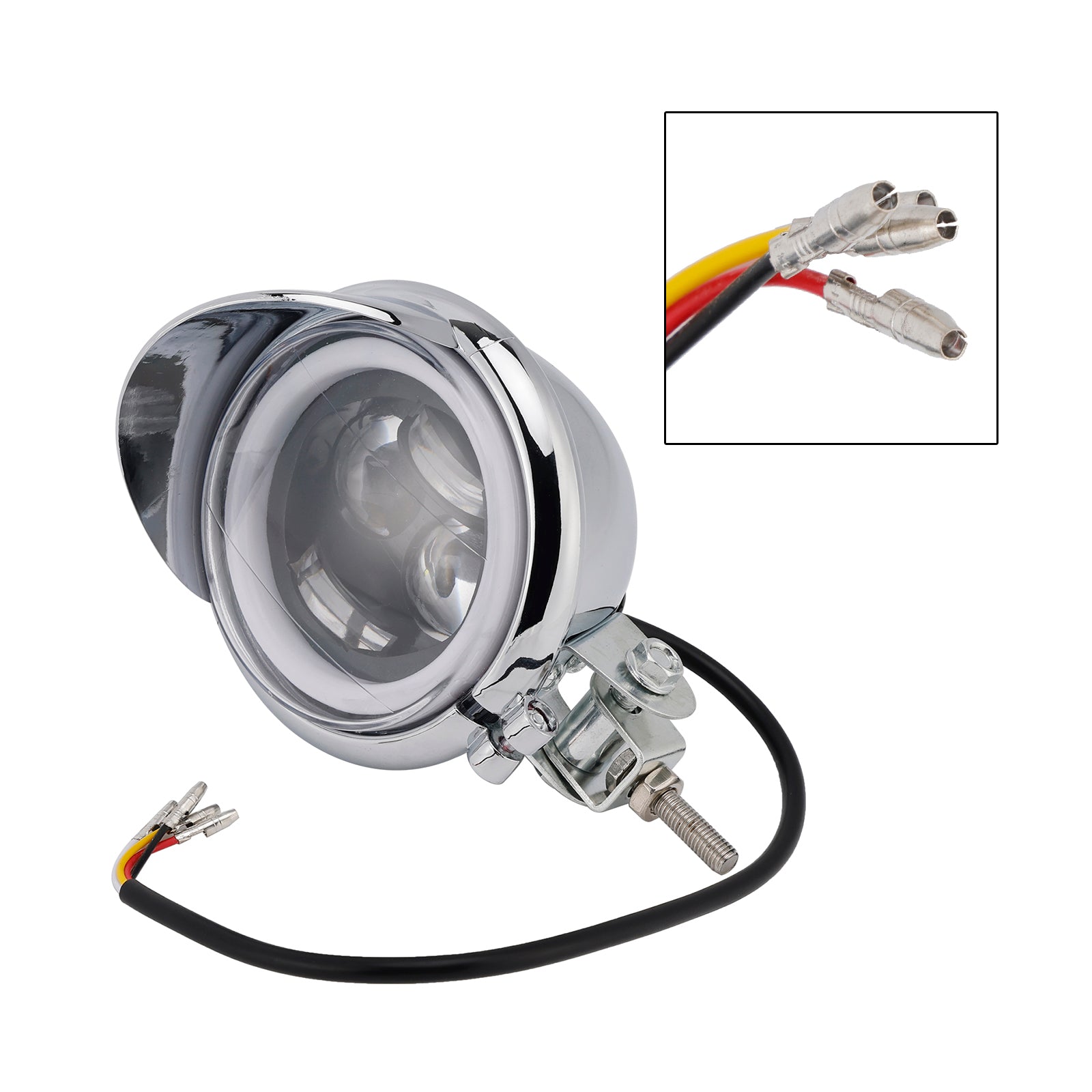 #D62 Headlight Lamp Spotlight Universal Coler Switch Fits Chrome For Motorcycle