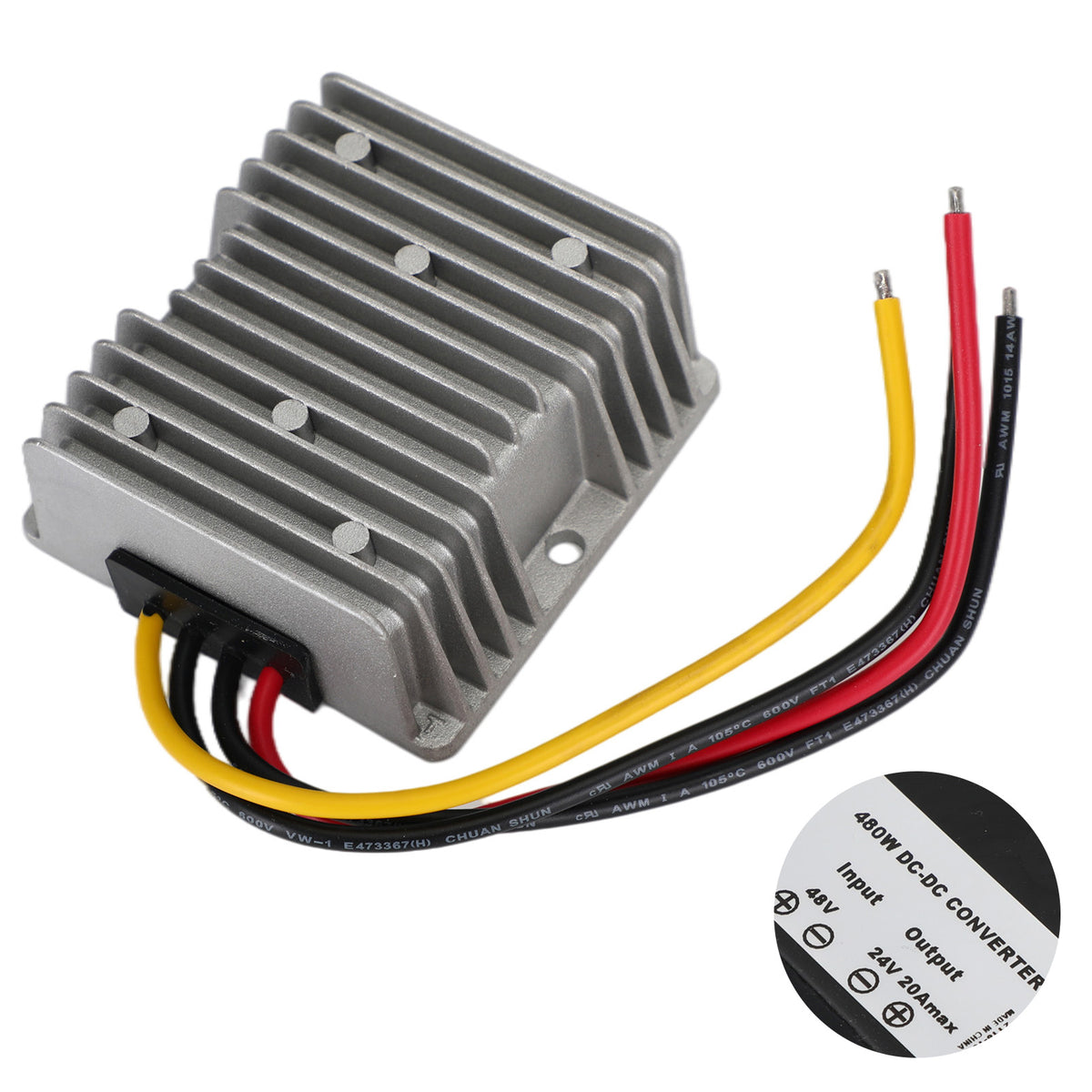 WaterProof 36V/48V to 24V 20A 480W Step Down DC/DC Power Converter Regulator