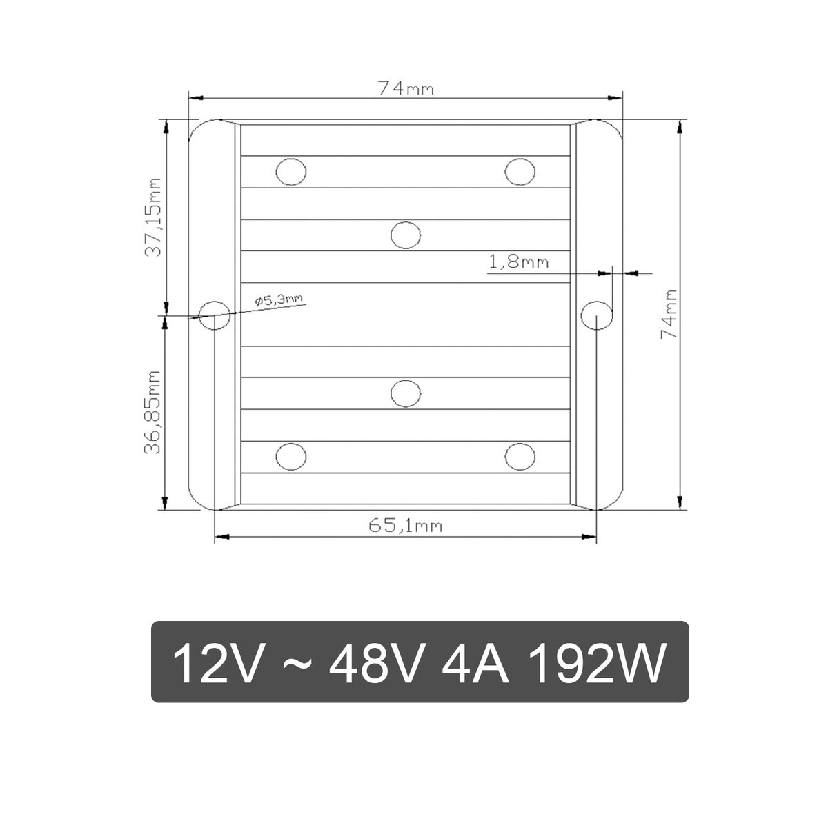 Waterproof DC/DC Converter Regulator 12V Step Up to 48V 4A 192W