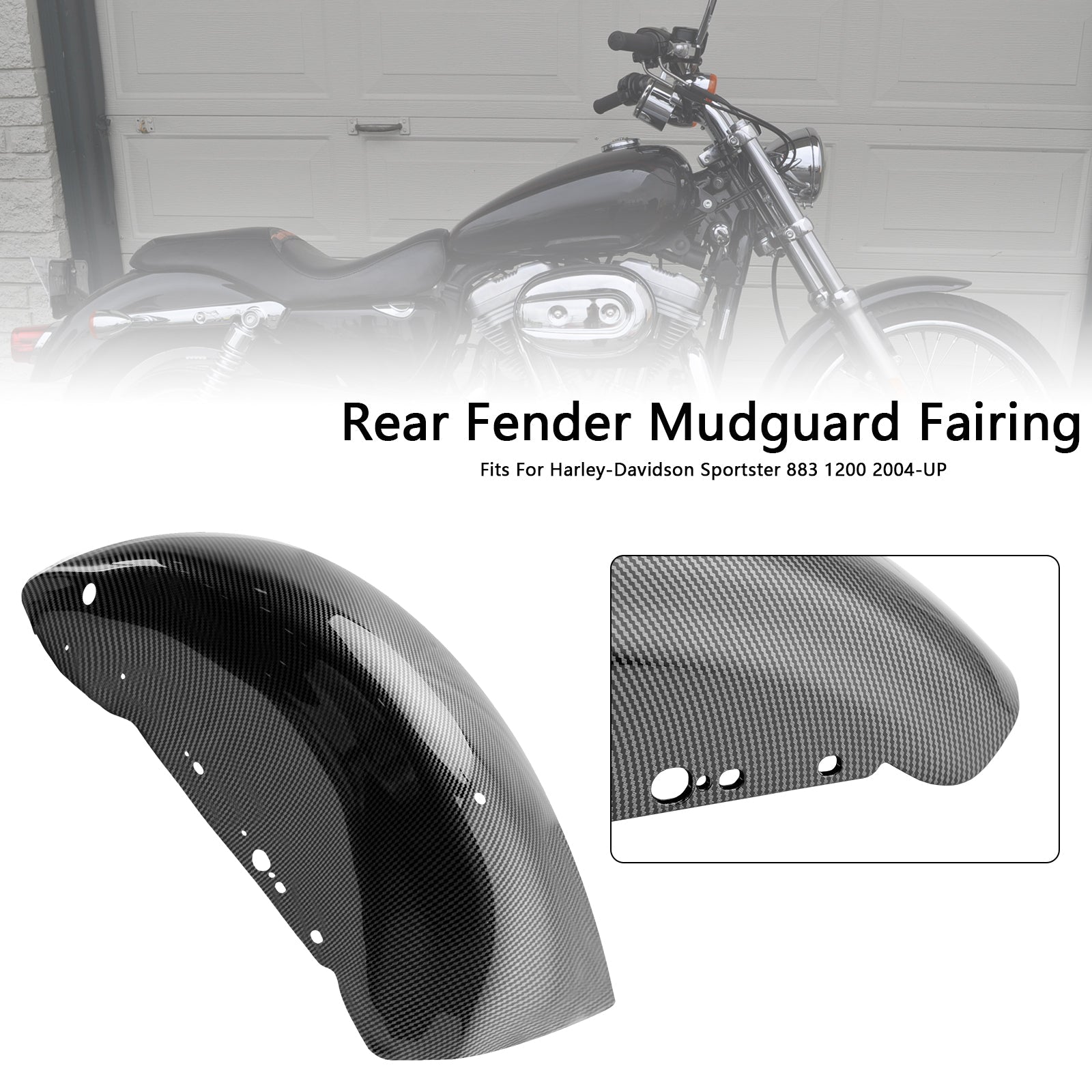 Rear Fender Mudguard Fairing For Sportster 883 1200 2004-UP