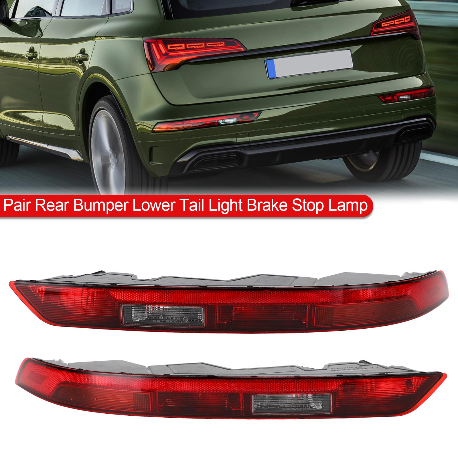 Pair Rear Bumper Lower Tail Light Brake Stop Lamp For Audi Q5 18-2021 US Version