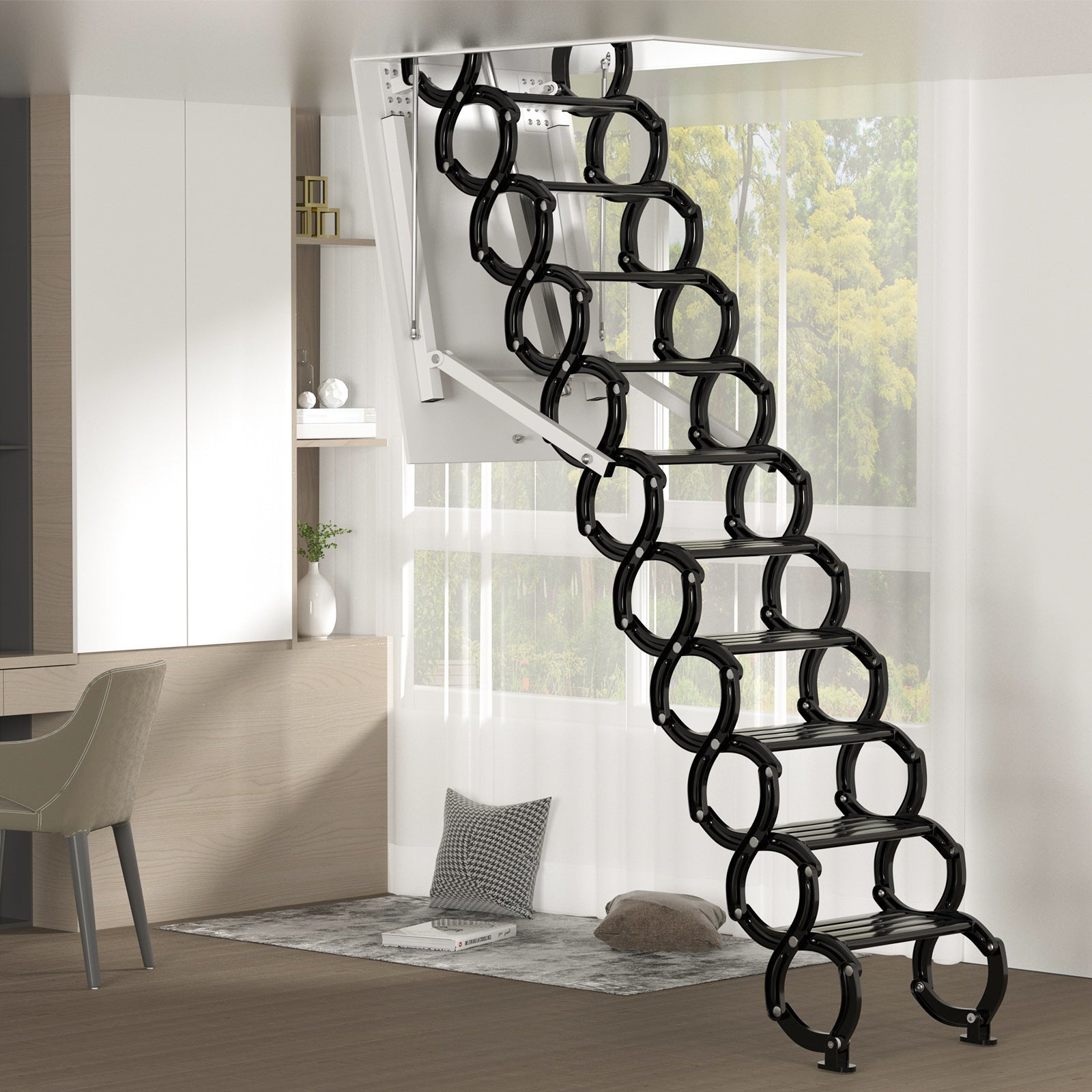 electirc attic ladder Aluminum folding 9.5ft with remote for loft