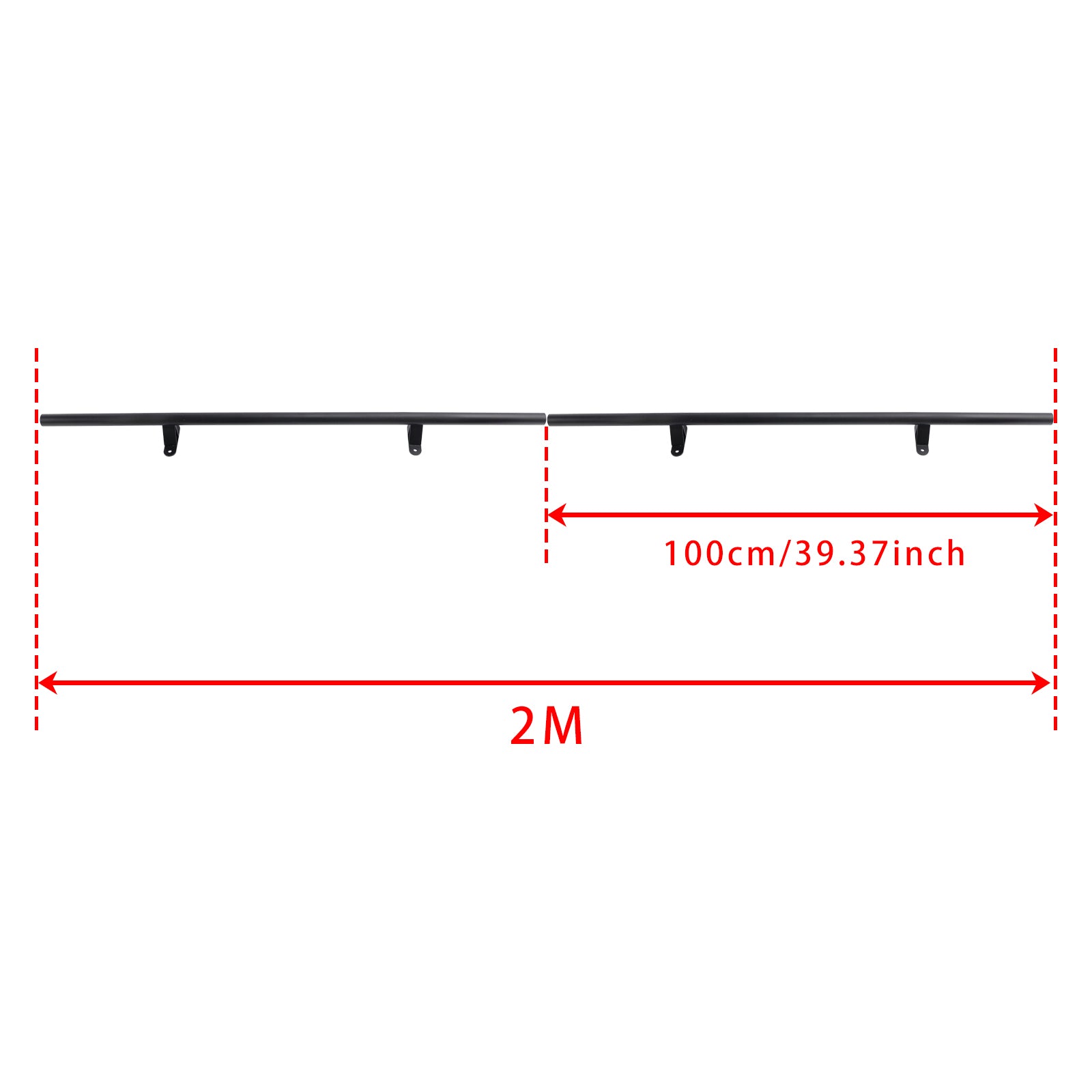 6.6FT Round Tube Rolling Library Sliding Ladder Hardware Kit with Brake
