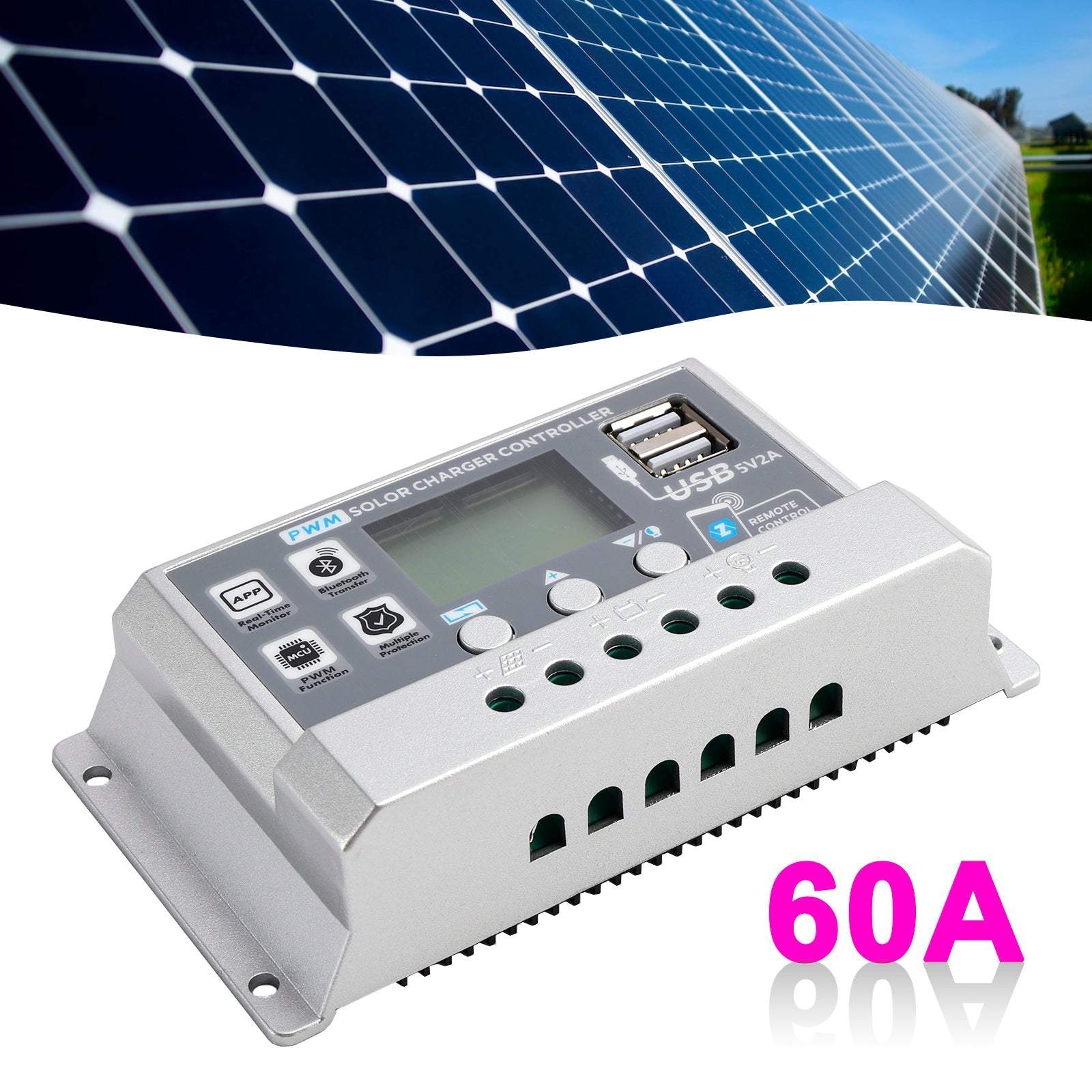10A-60A PWM Solar Controller Mobile APP Intelligent Control Solar Controller
