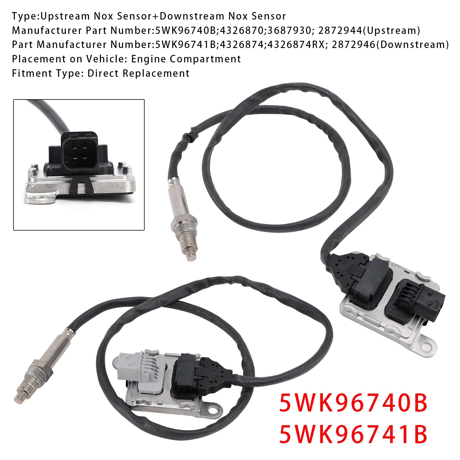 2013-2018 Kit Cummins 11.9L 15L ISX15 Of Nox Sensor 5WK96740B 5WK96741B 4326874