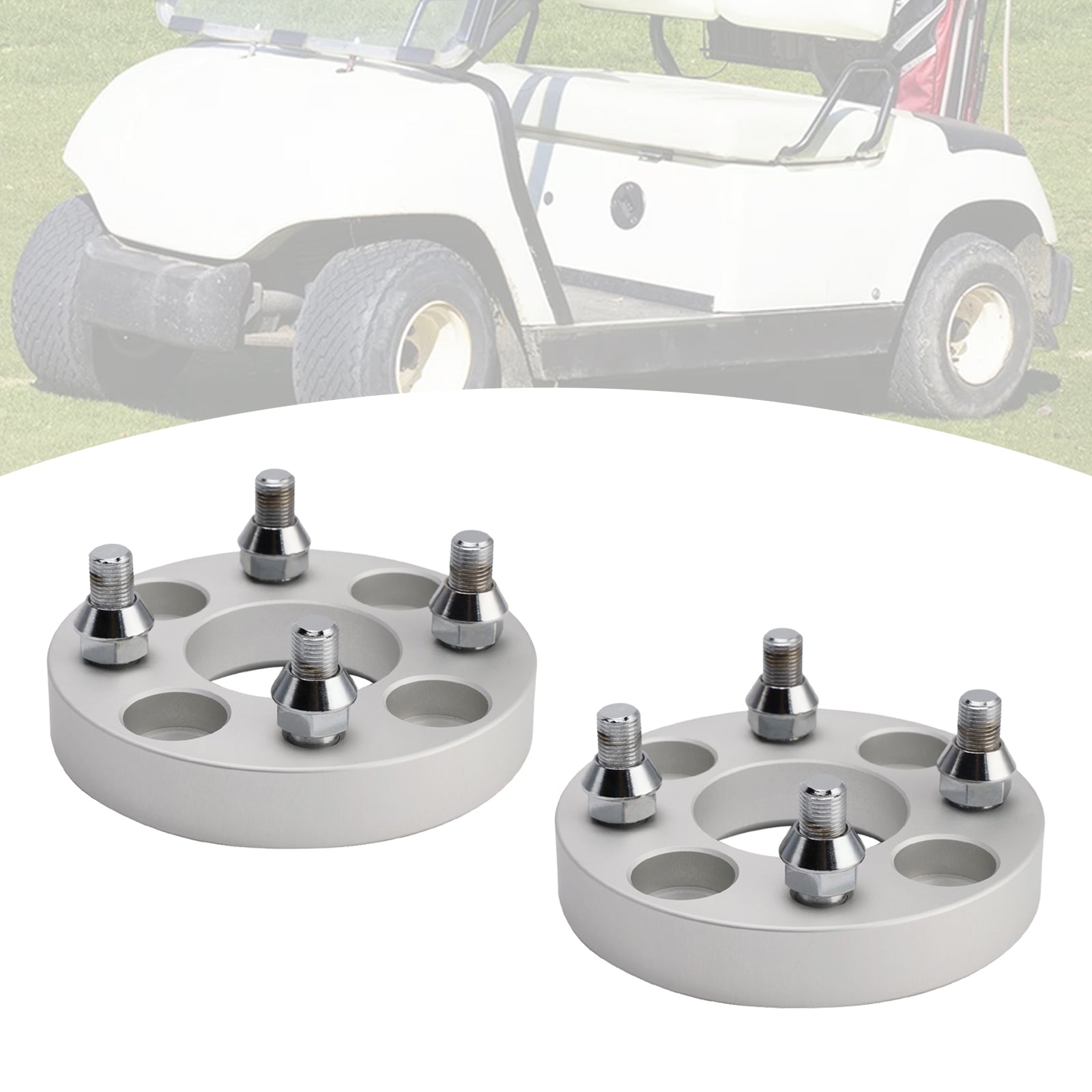 1" Wheel Spacers Kit Cable Golf Carts Lug Nuts Silver For Yamaha Club Car Ezgo