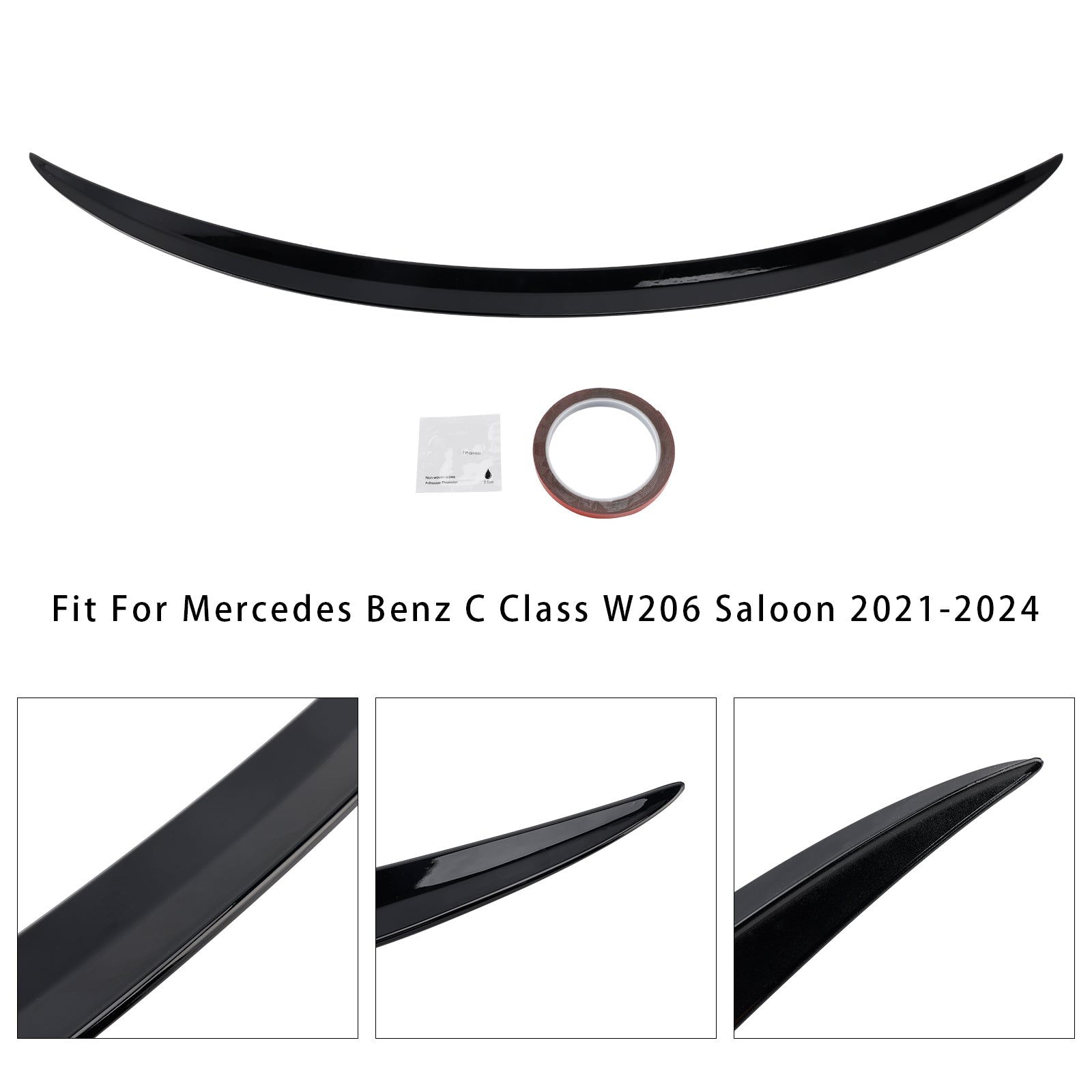 Gloss Black Rear Spoiler For Mercedes-Benz C-Class W206 2021-2024 C63 Style