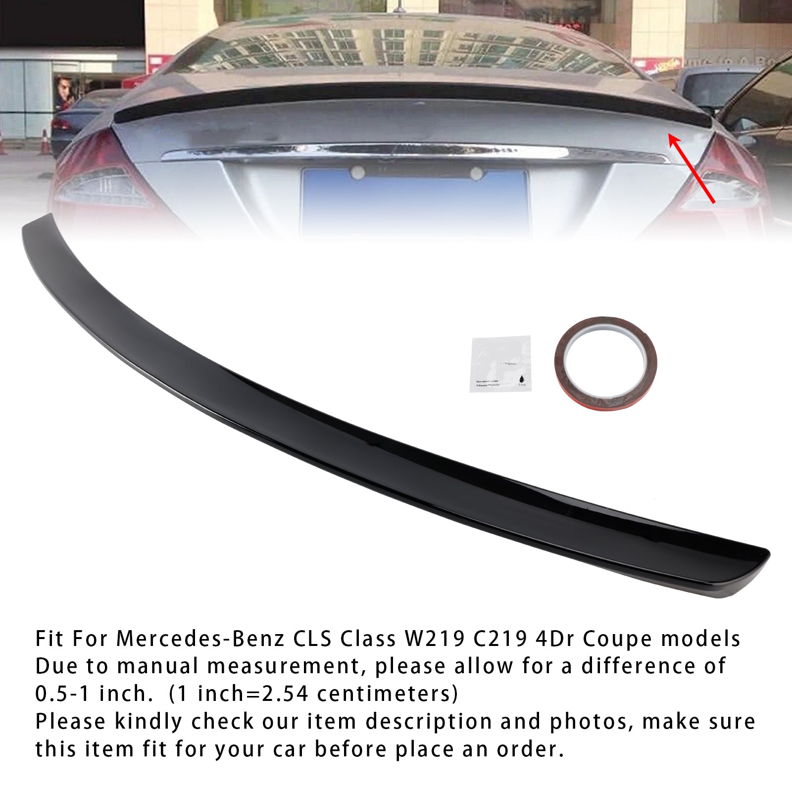Gloss Black Rear Boot Spoiler For Mercedes-Benz CLS-Class W219 CLS63 Style 2005-2010