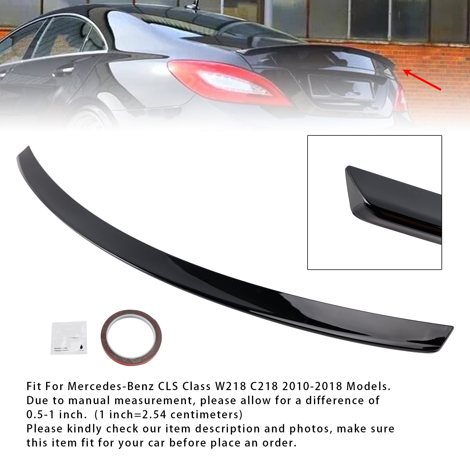 Gloss Black Rear Boot Spoiler For Mercedes-Benz CLS-Class W218 C218 2010-2018