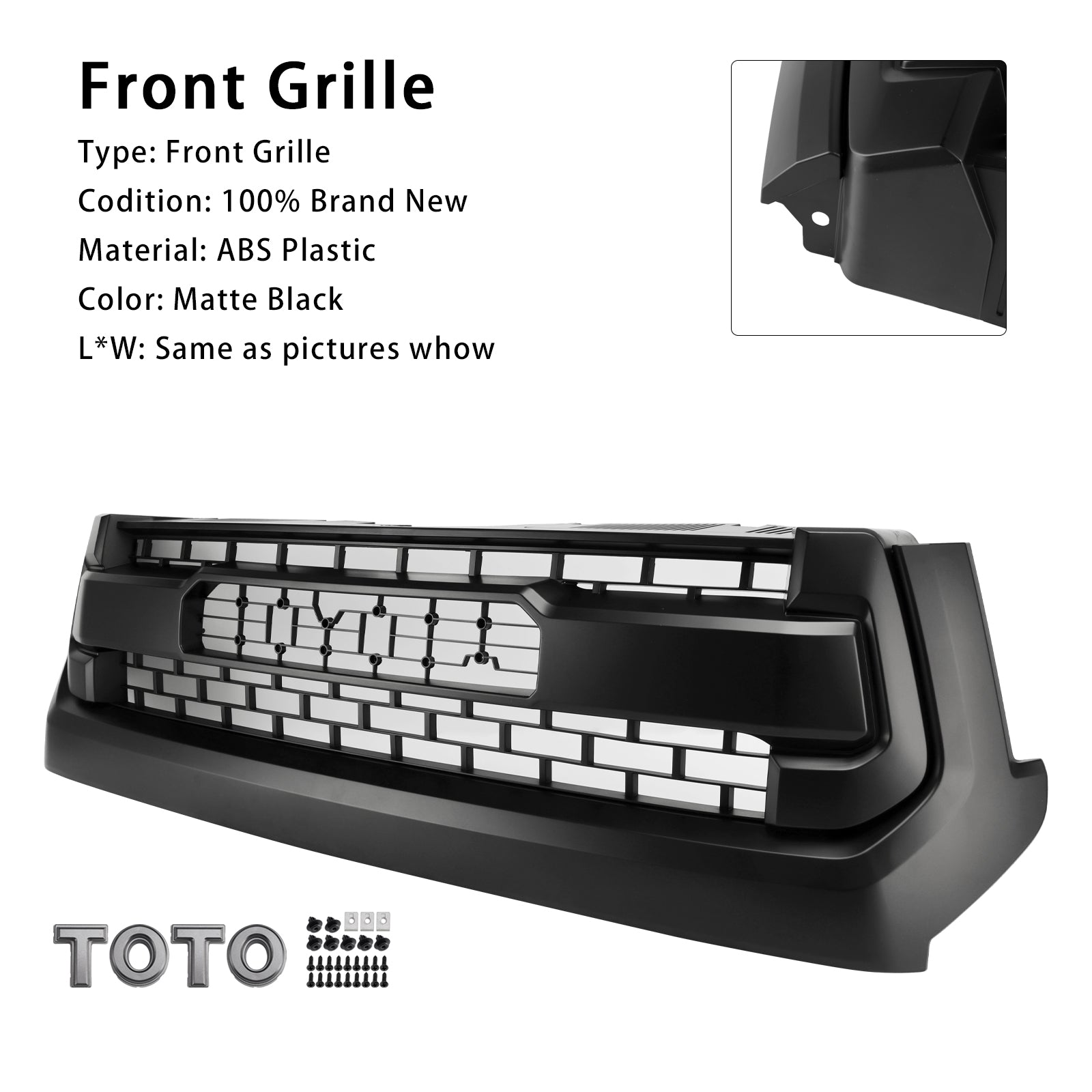 2014-2018 Toyota Tundra TRD PRO Matte Black Honeycomb Front Grill Grille