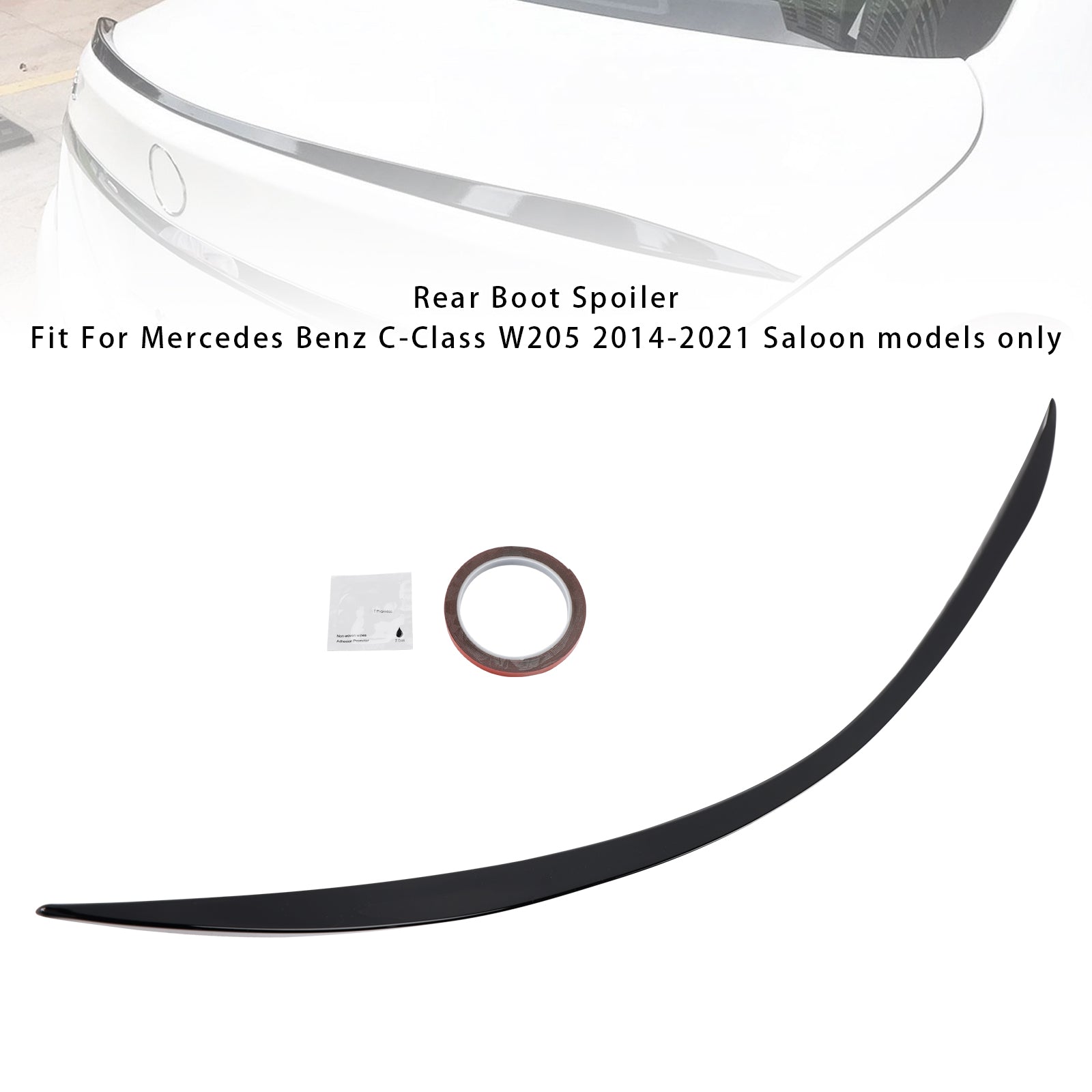 Gloss Black Rear Spoiler For Mercedes-Benz C-Class W205 2014-2121 C63 Style