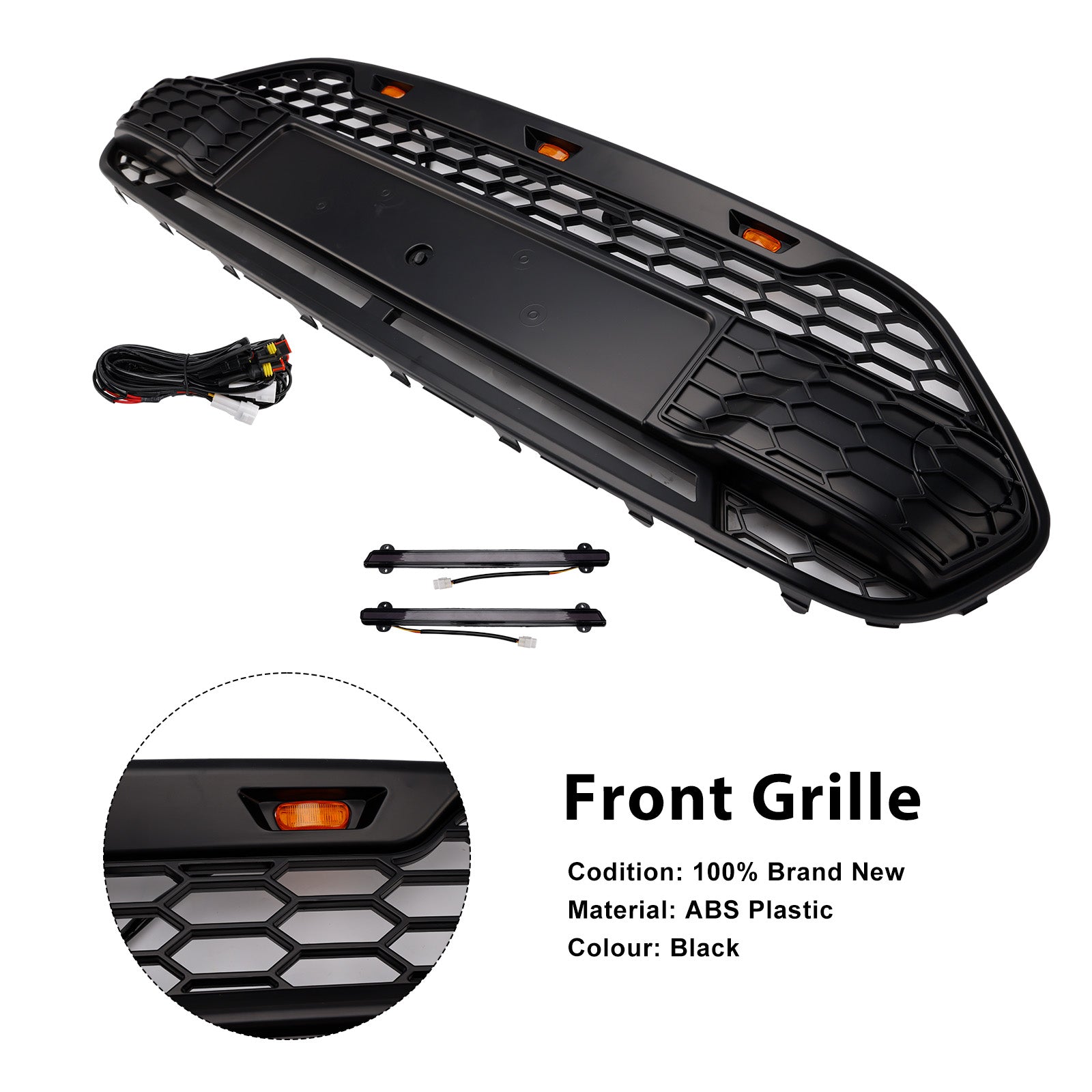 2014-2018 Ford Transit Connect W/LED Black Front Bumper Grill Grille