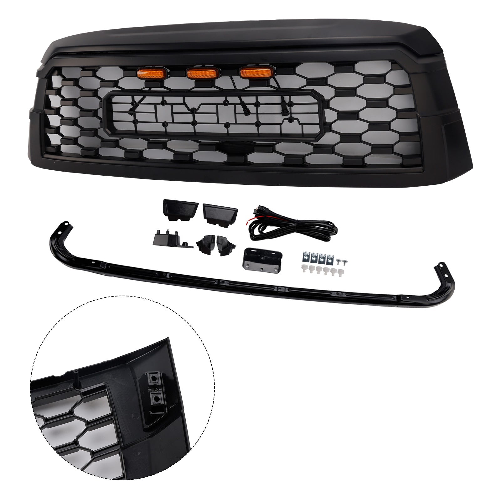 2019-2021 Toyota Sequoia W/ Led Light Black Front Bumper Grille Grill