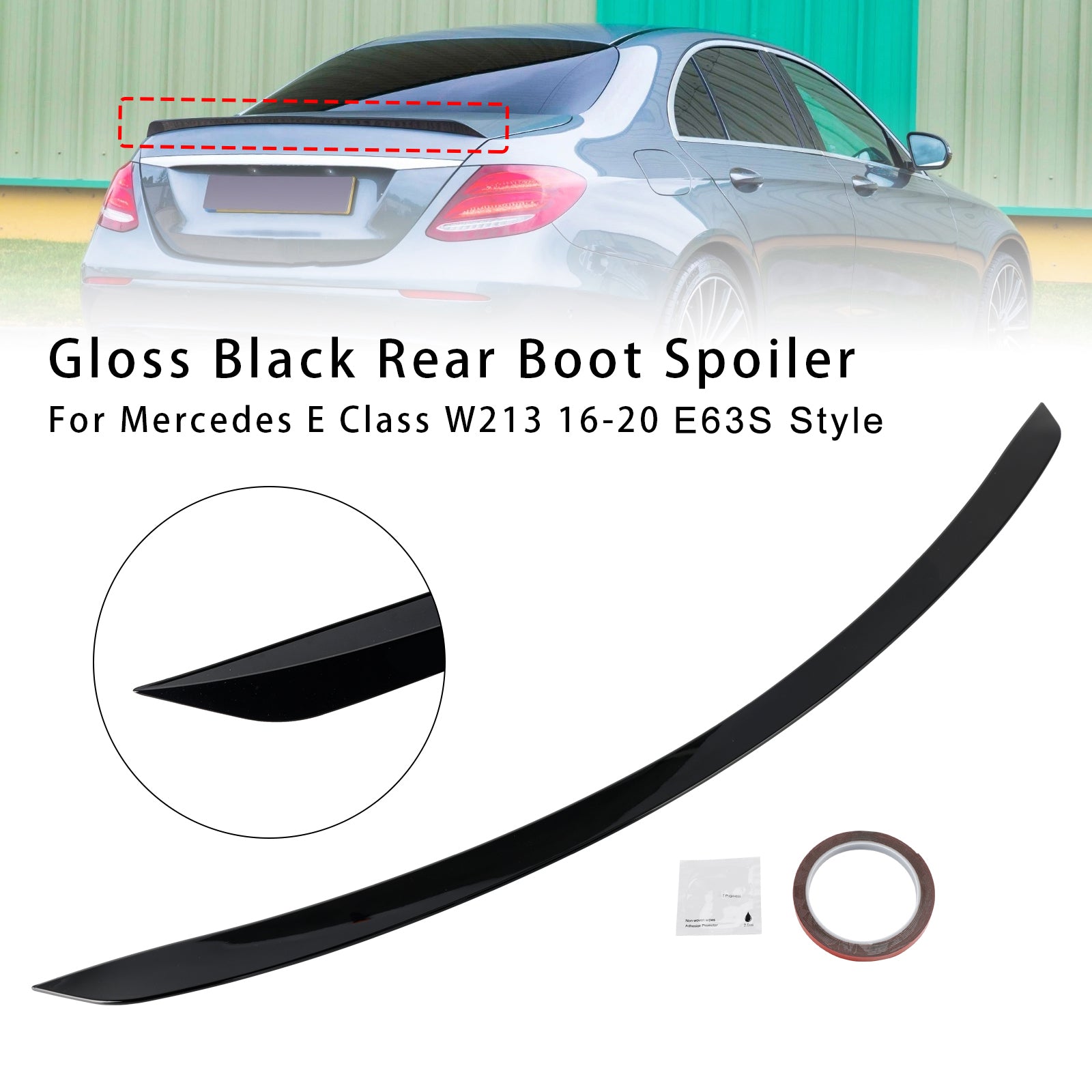 Gloss Black Rear Boot Spoiler For Mercedes E Class W213 2016-2020 E63S Style