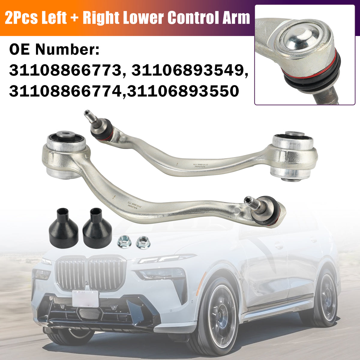 2019-2024 BMW X5 G05 X6 G06 X7 G07 2Pcs Left + Right Lower Control Arm