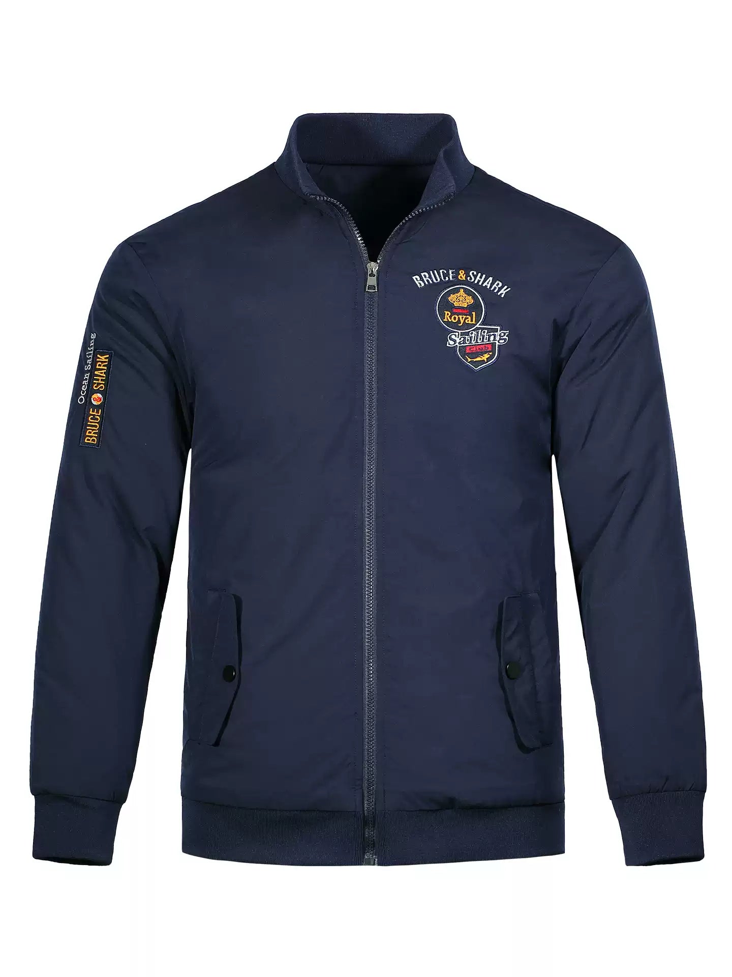 Bruce & Shark Men's Jacket Winter New Thickened Coat Trendy Brand Embroidered Loose Fit Large Size Cardigan