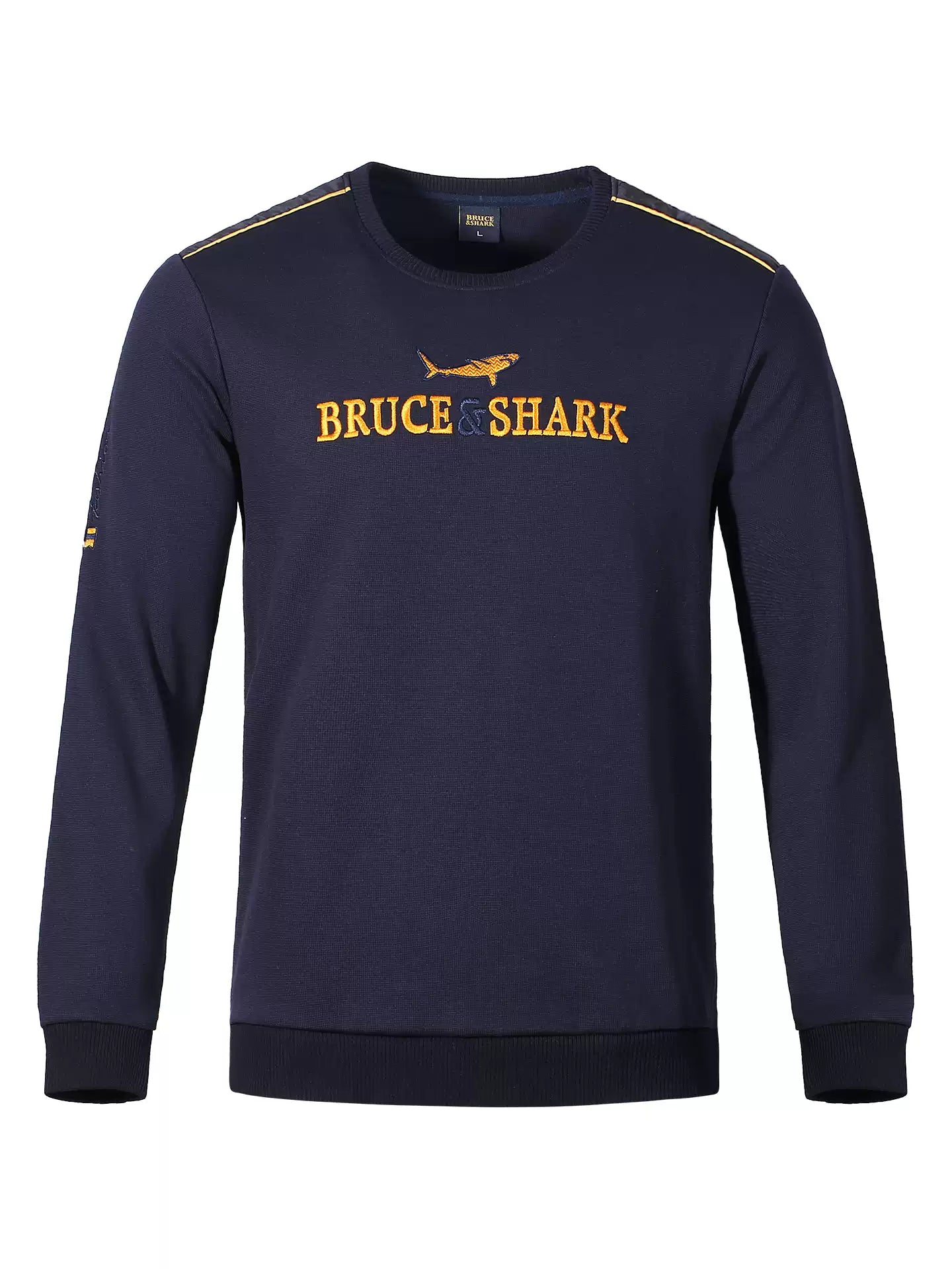 Bruce & Shark Pullovers Men's Oversize Knitwear Spring and Autumn Trendy Brand Embroidered Loose Fit Men's Thick Long-Sleeve Base Layer
