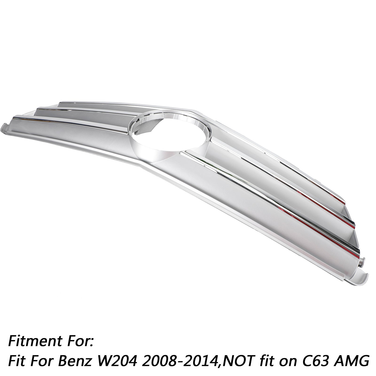 Front Bumper Grille Fit Benz C Class W204 W/LED Emblem C300/C350 2008-2014 Chrome Generic
