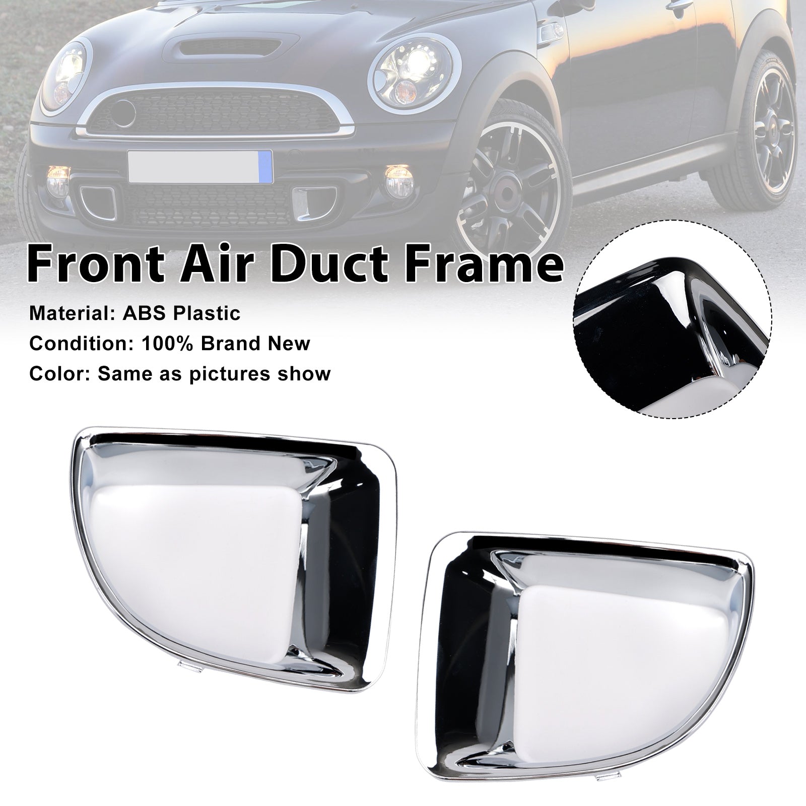 Chrome Front Air Duct Frame 51117255117 Fit Mini R55 R56 R57 R58 R59 JCW S