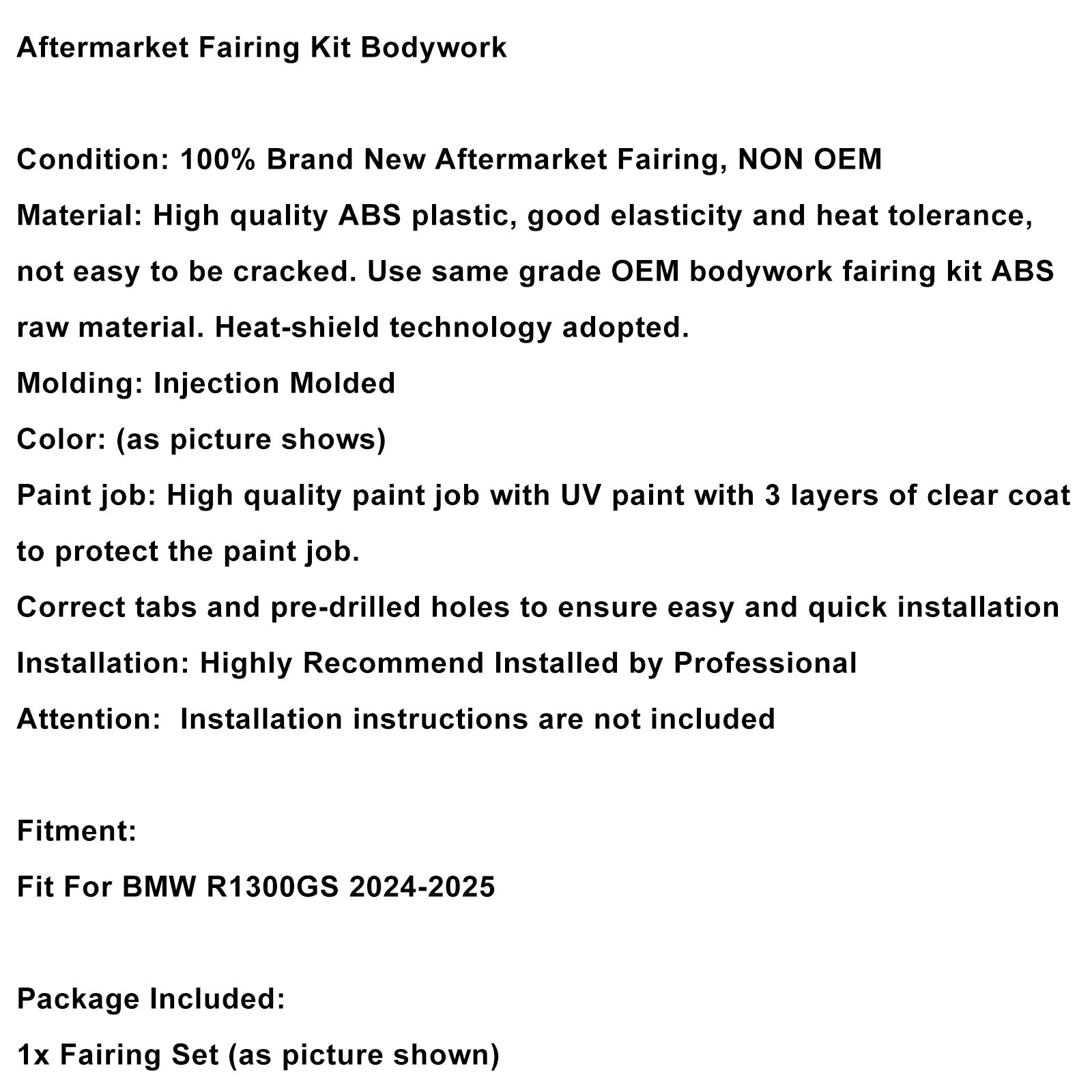 Injection ABS Plastic Bodywork Fairing Kit for BMW R1300GS 2024-2025 11#