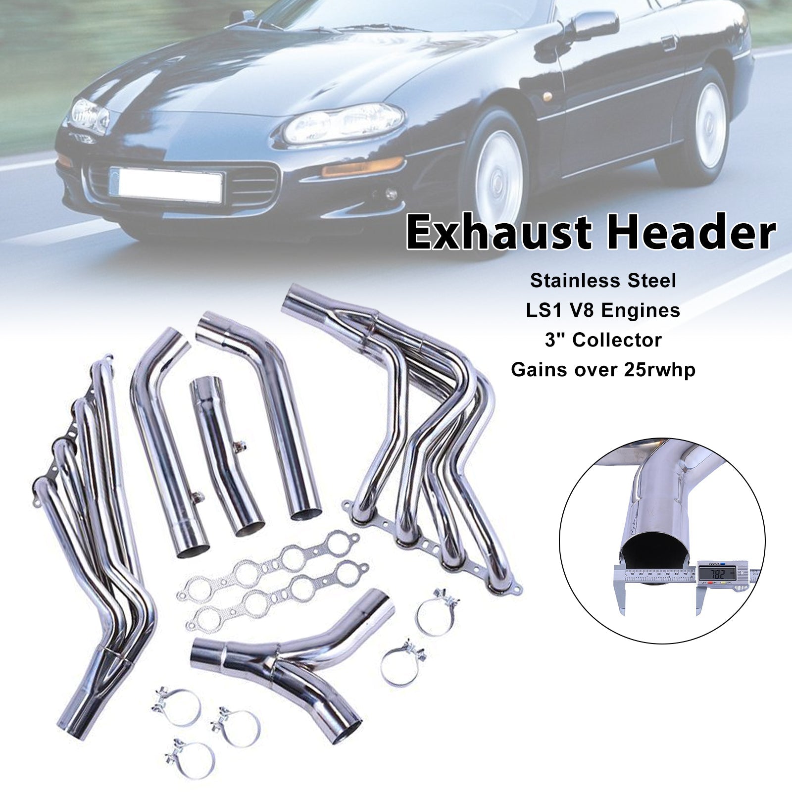 Exhaust Manifold Header Fit Chevy LS1 Camaro Race Version F-Body 1-7/8