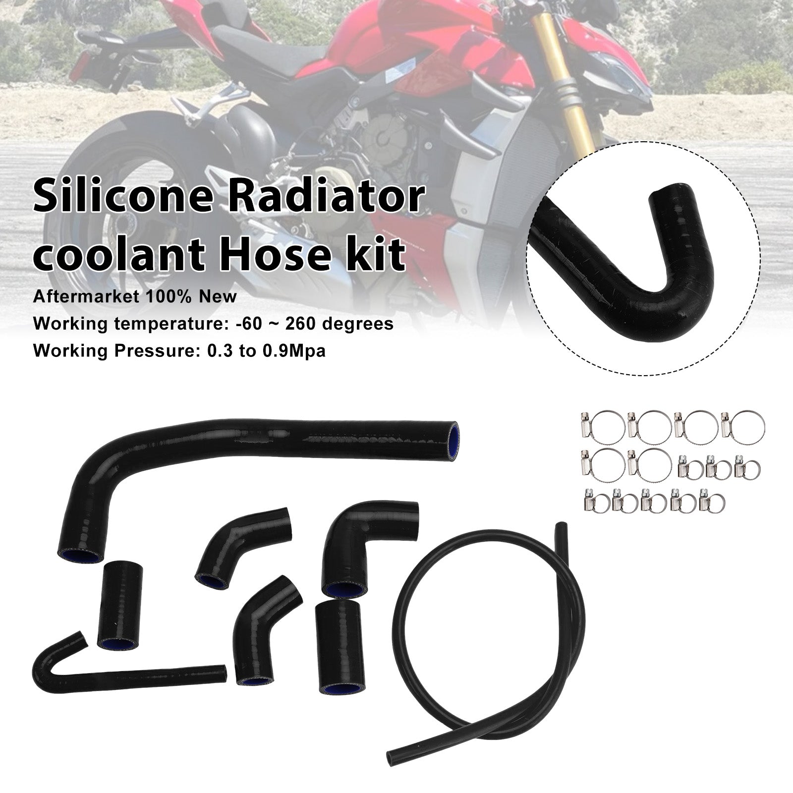 2020-2025 Ducati Streetfighter V4 V4S Silicone Radiator coolant Hose