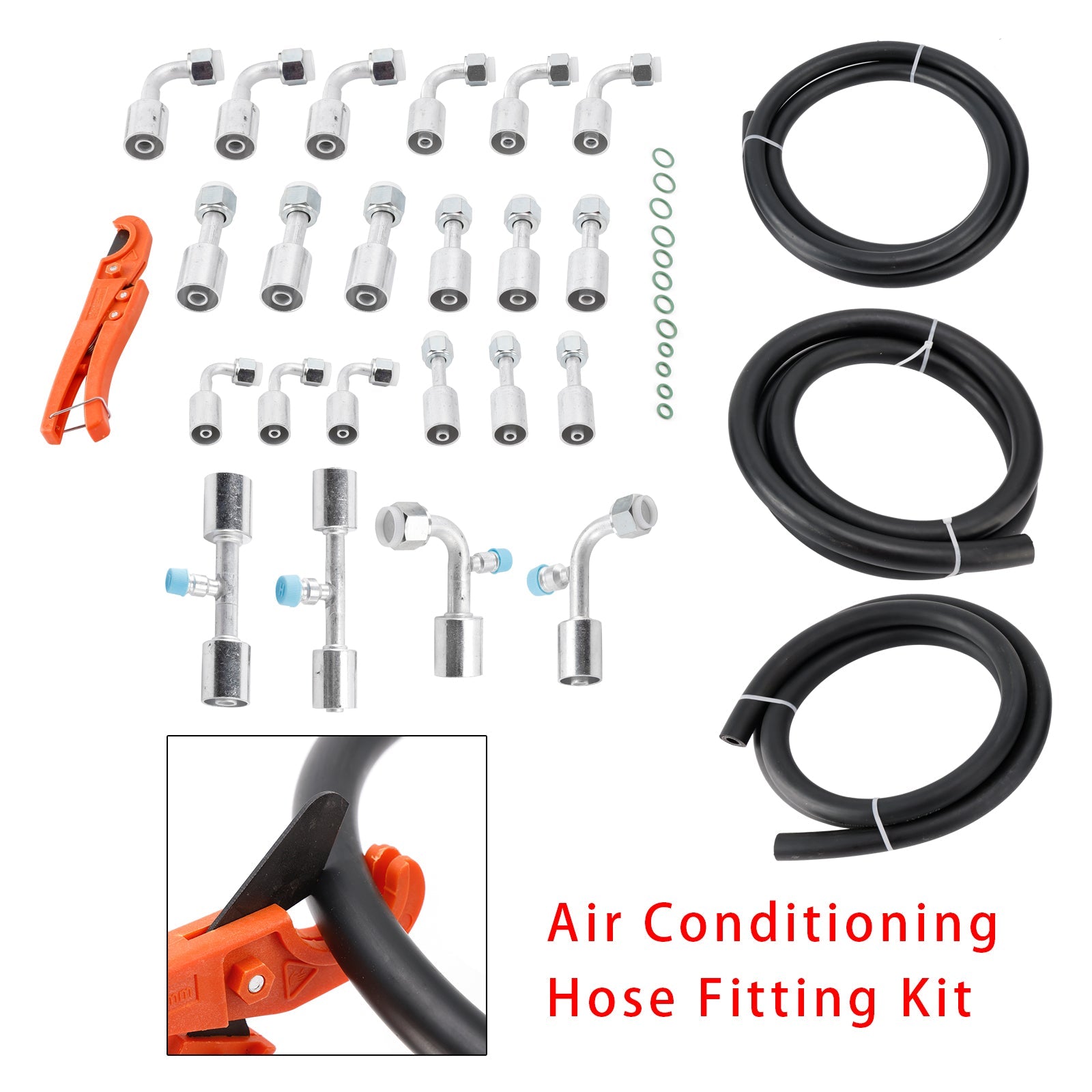 26PCS 9.5ft Air Conditioning Hose and Fitting Kit Includes 9.5ft #6#8#10 AC Hose