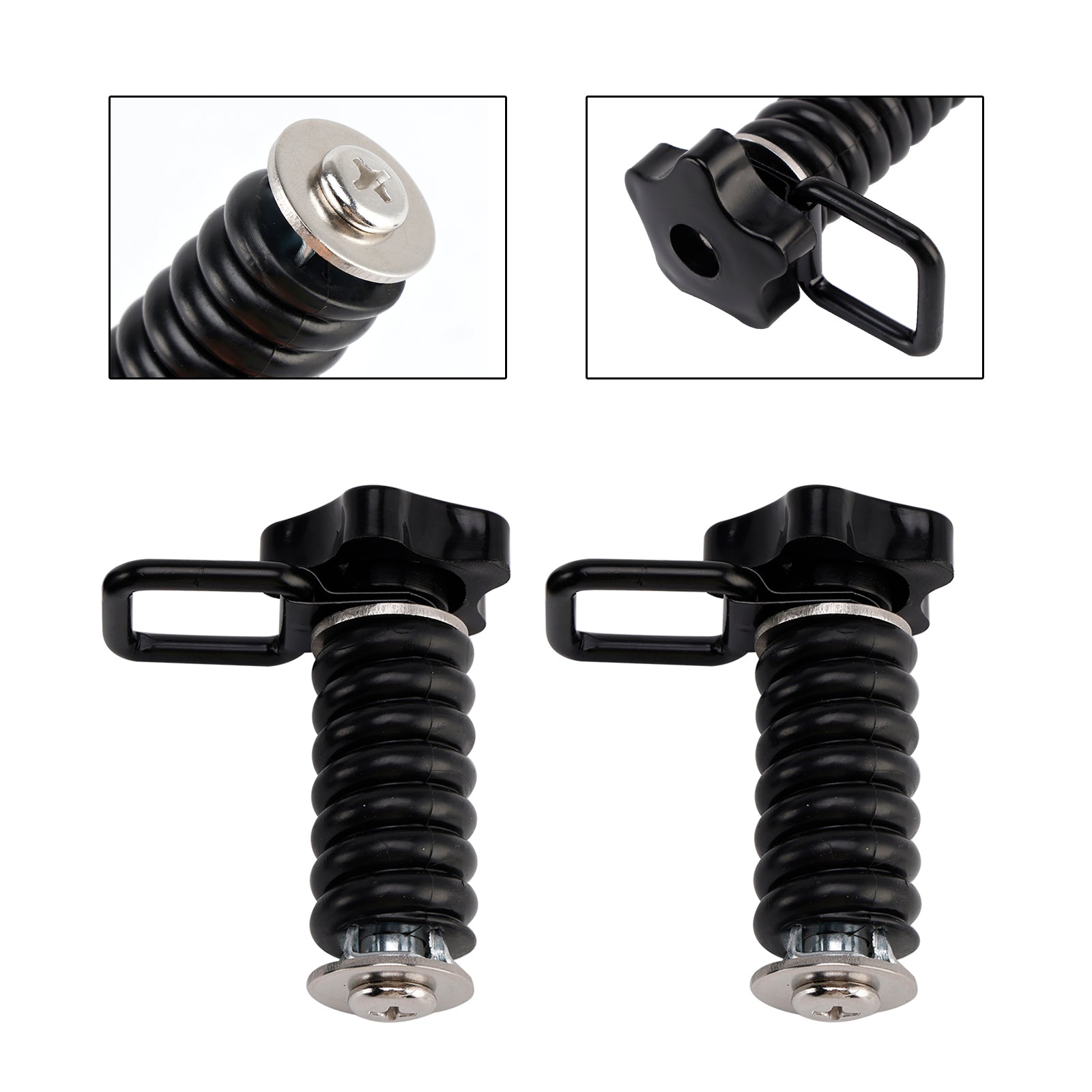 Pair Tie Down Anchor With D-Ring 1" Black Black For Polaris Rzr 570 800 900 1000