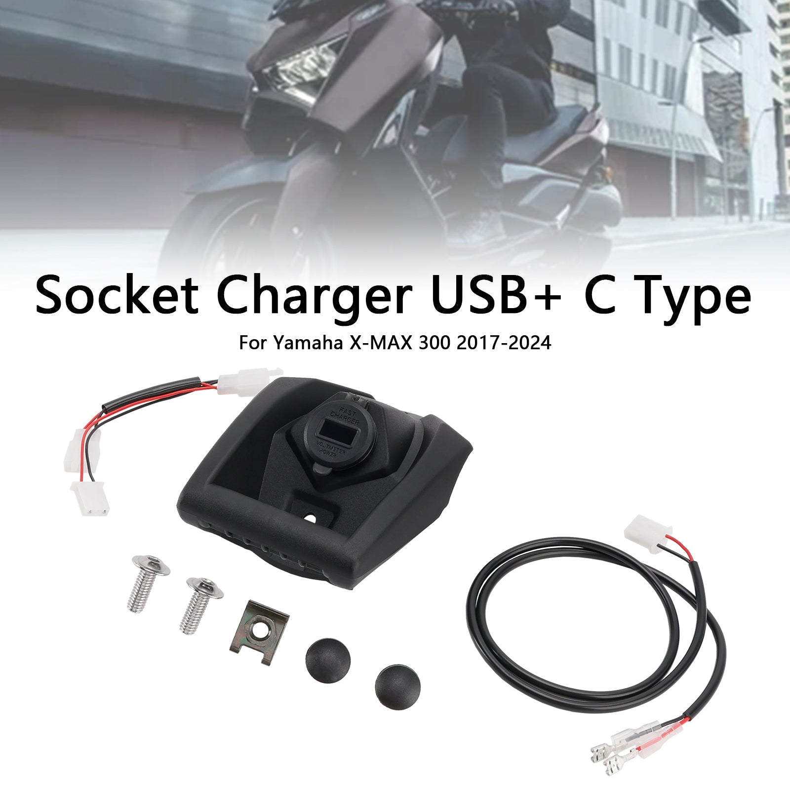 2017-2025 Yamaha X-MAX 300 12V Socket Charger USB+C Type Quick