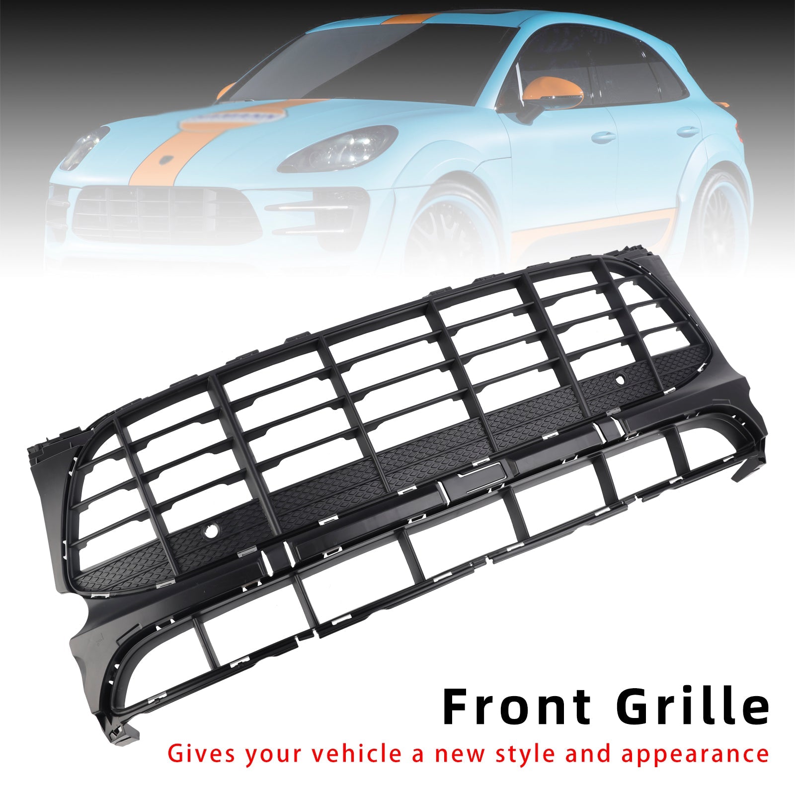 Black Front Bumper Grill Grille 95B807683H1E0 Fit Porsche Macan 2015-2018