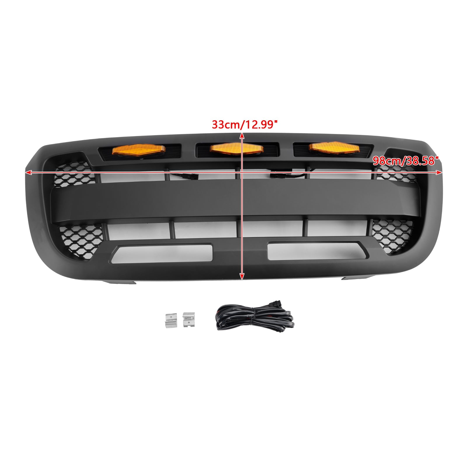 Matt Black Front Bumper Grill Grille Fit Ford Ranger 2004-2011 With LED Light