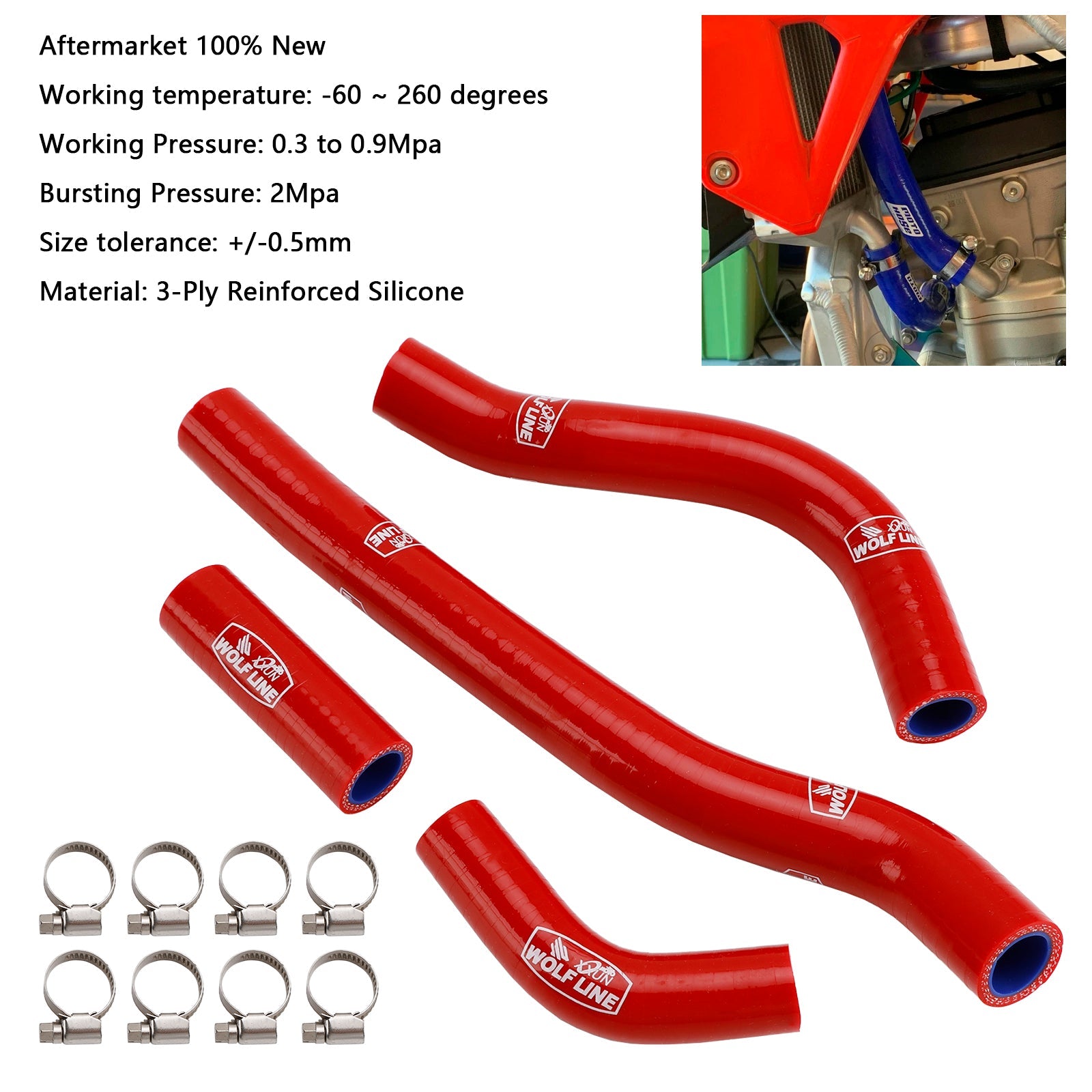 2022-2025 Honda CRF250R CRF250RX Silicone Radiator coolant Hose