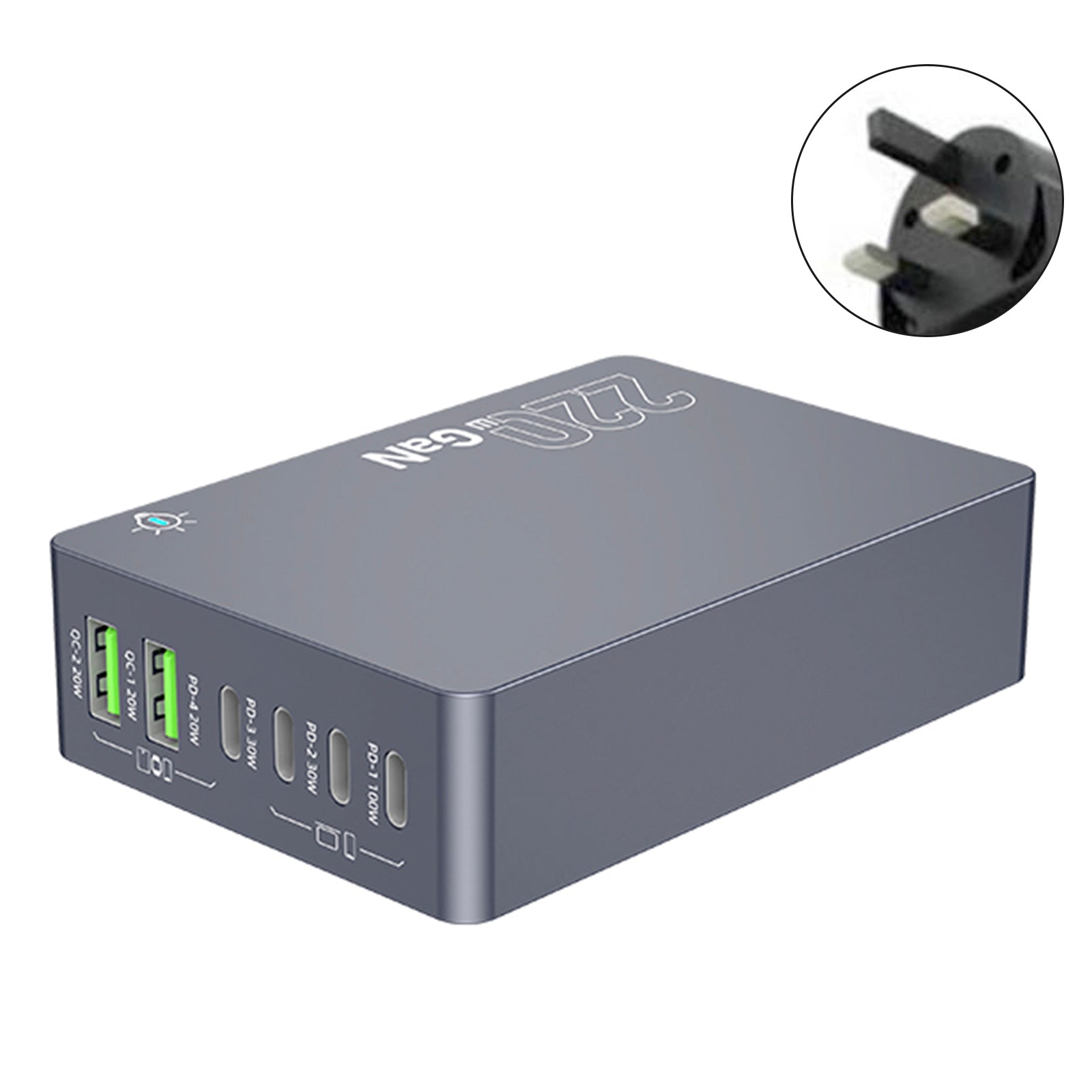 F8A Charging Station USB 6-Port Fast Charger PD100W Charging Stand Smart Charger